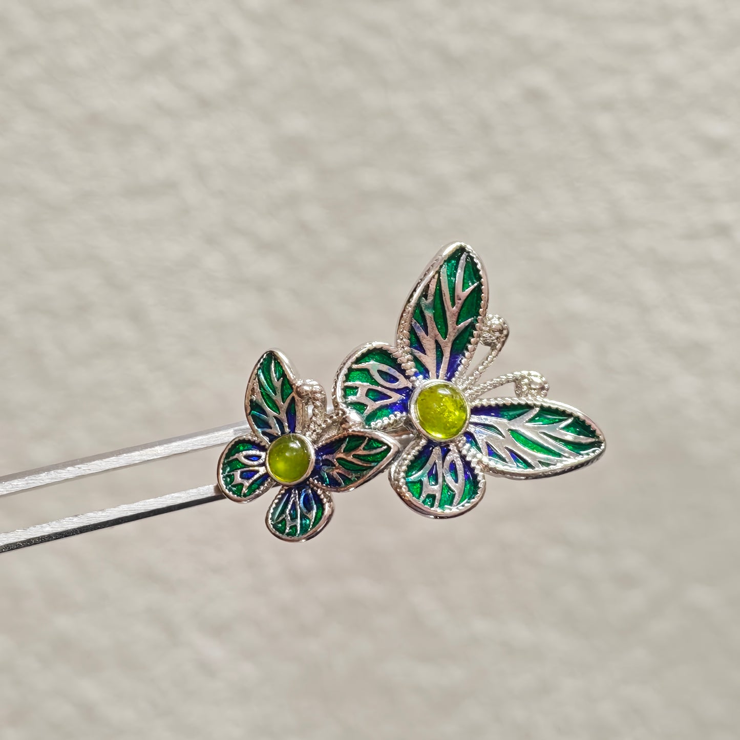 butterfly ring fairycore green gemstone accent