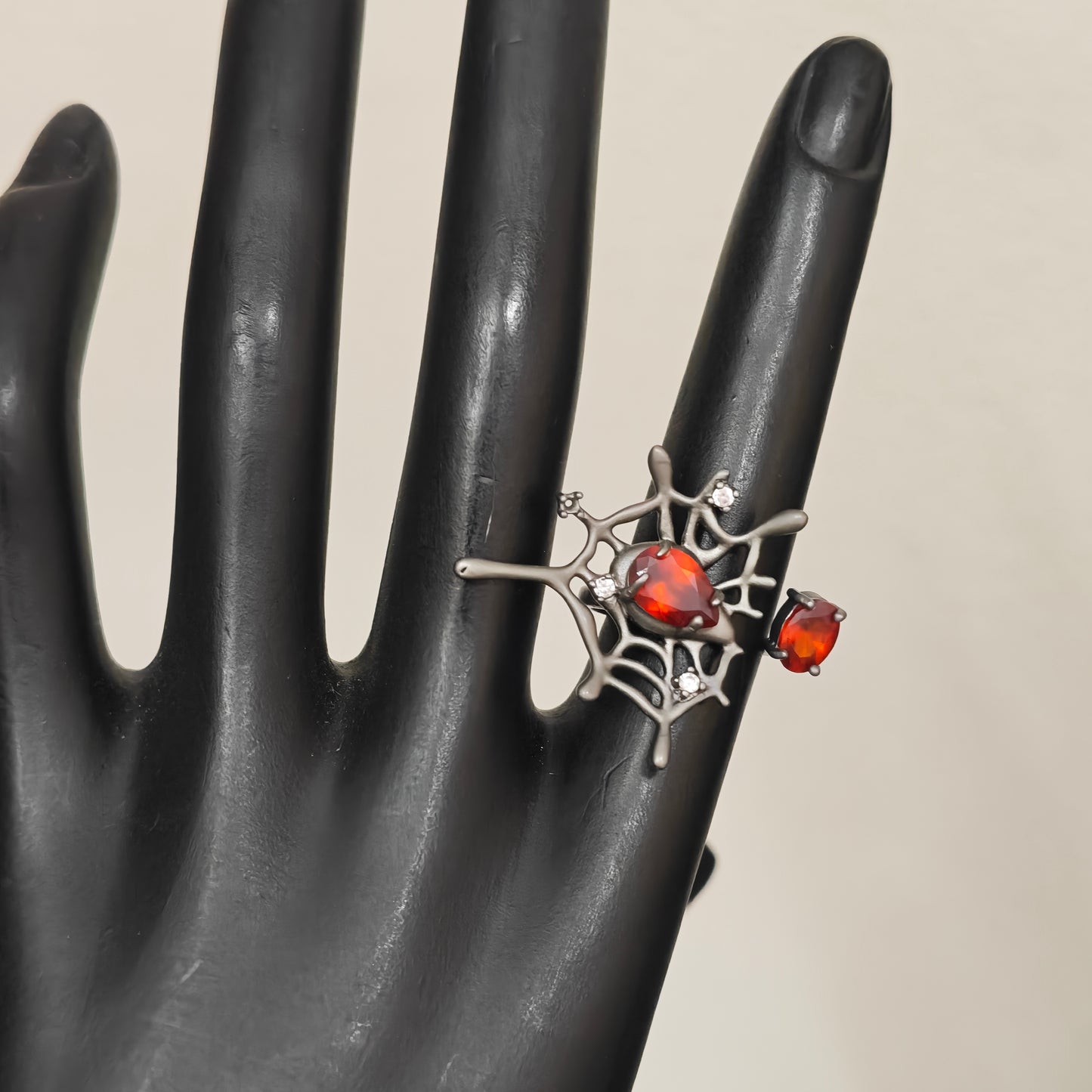 Adjustable dark aesthetic spider web ring