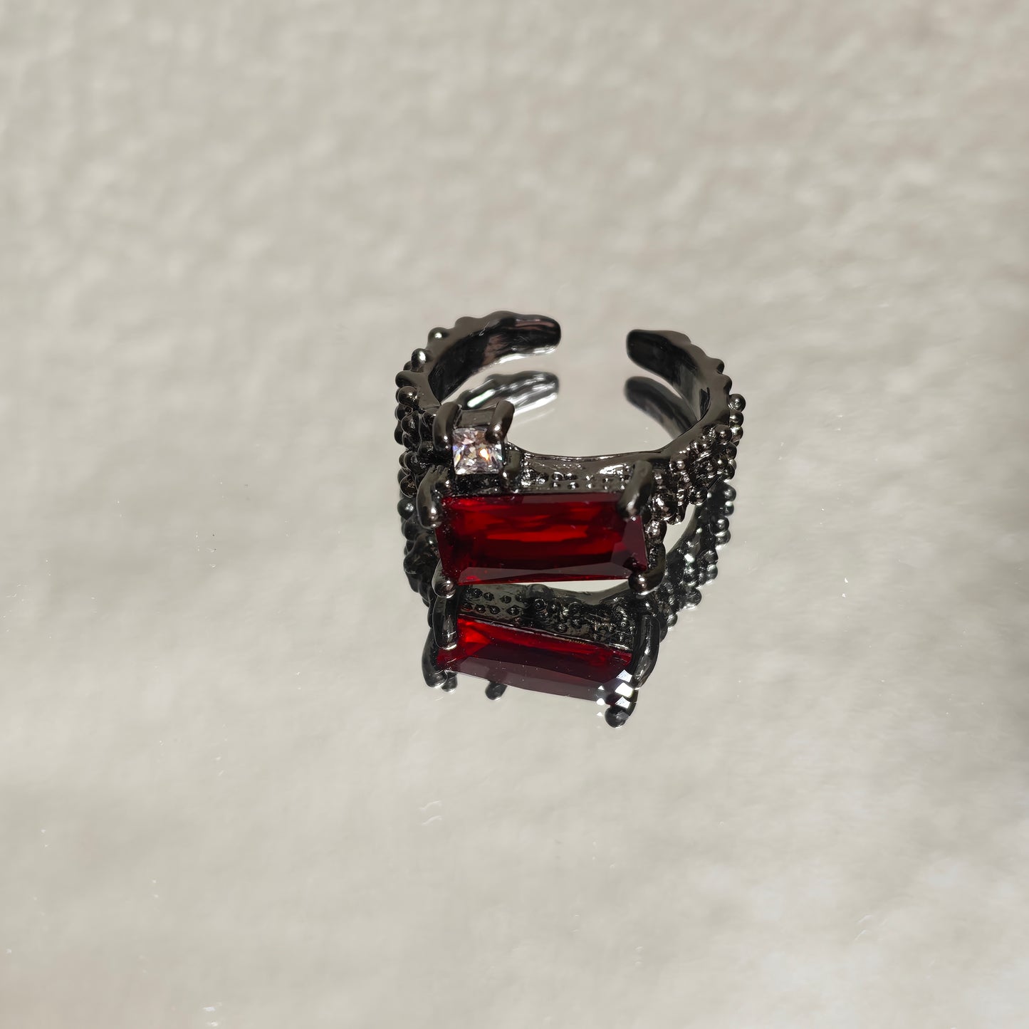 red crystal cuff ring gothic style