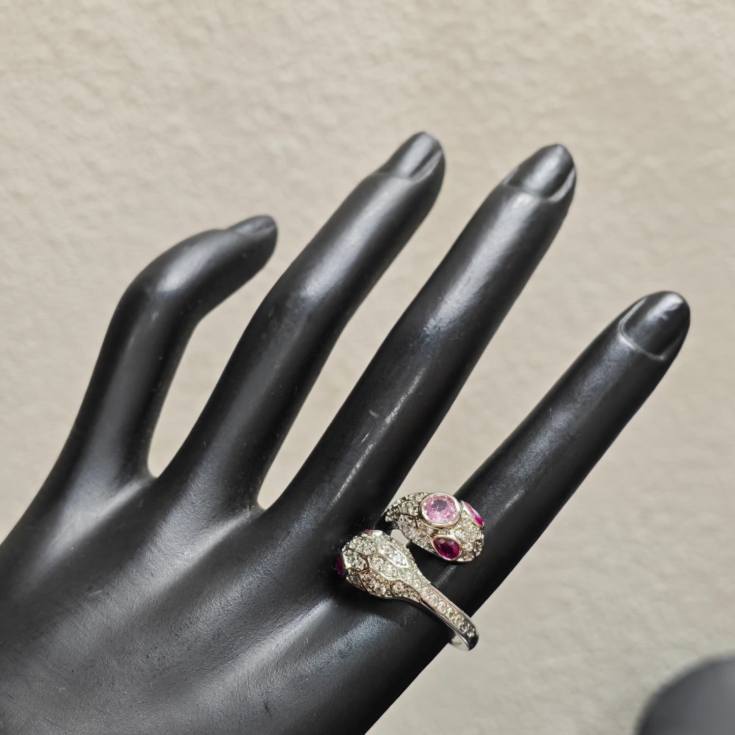 ruby crystal snake ring punk gothic adjustable