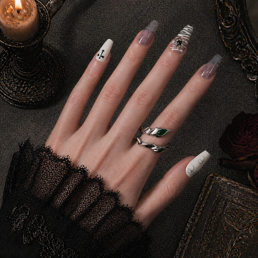 Green Jade Leaf Ring worn on finger, dark moody background – Aslop Treasure