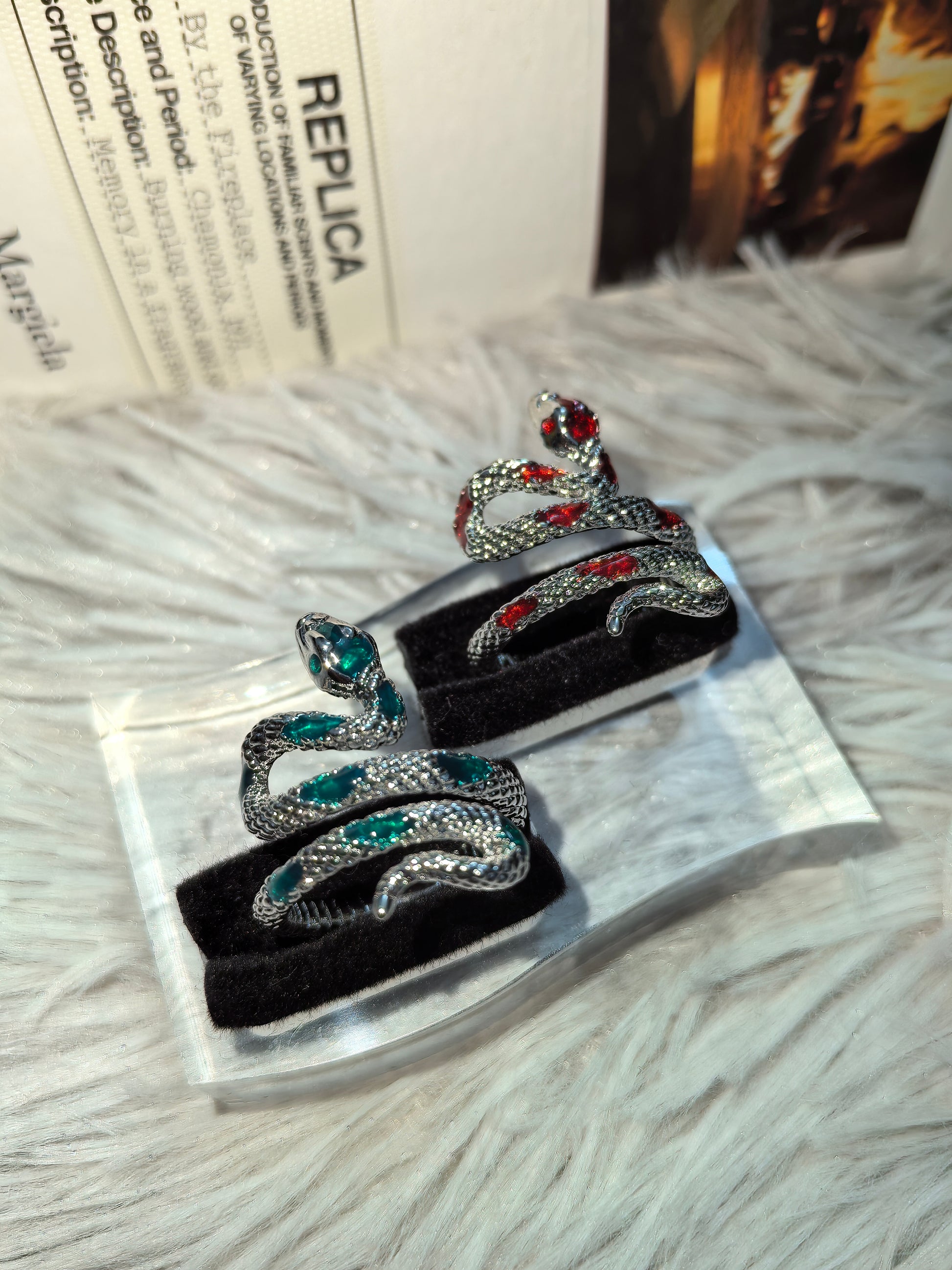 Gothic Snake Ring & Band Set detail view 10, dark finish gothic dark aesthetic