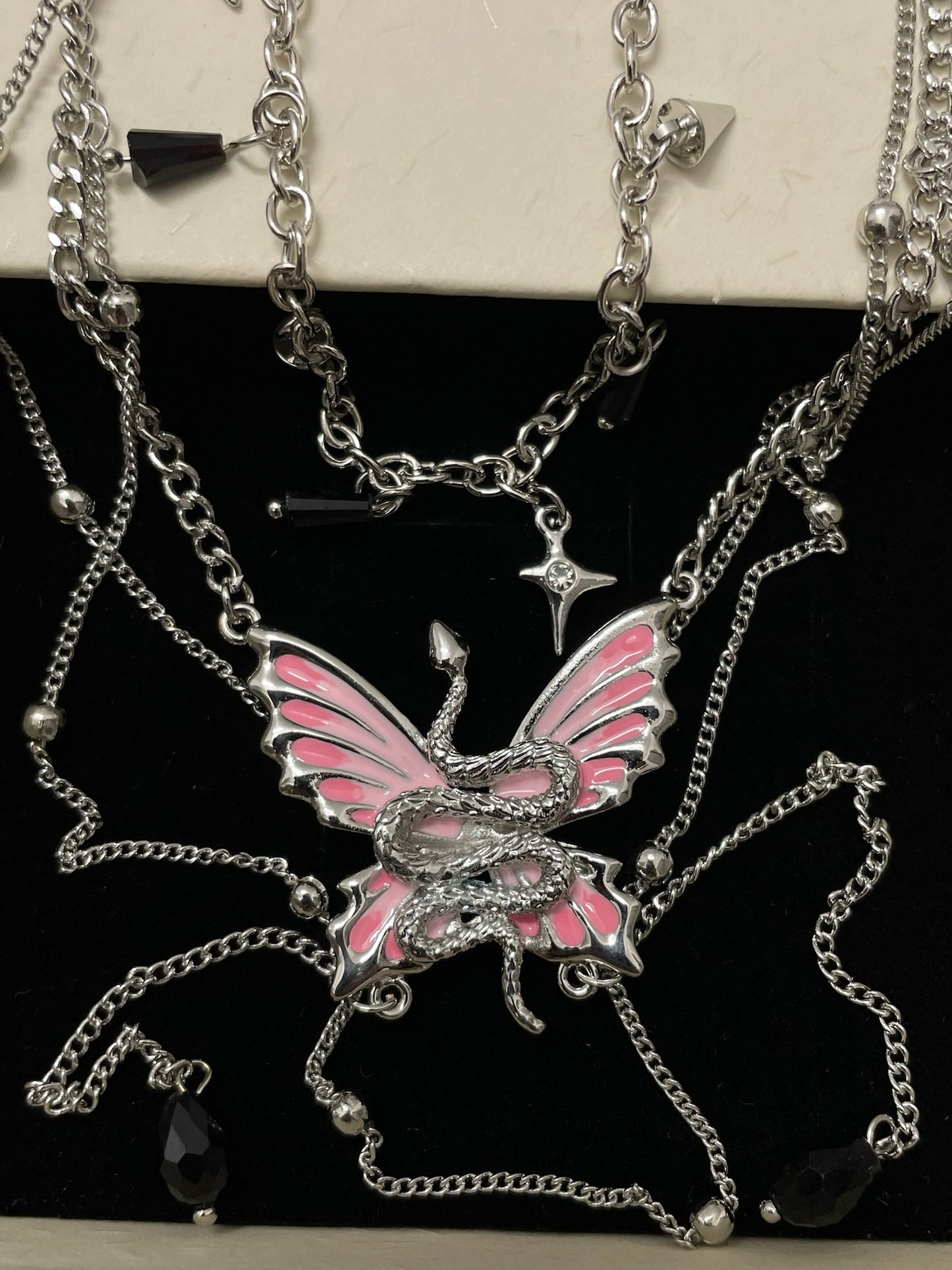 ASLOP TREASURE Pink Butterfly & Snake Necklace – product photo