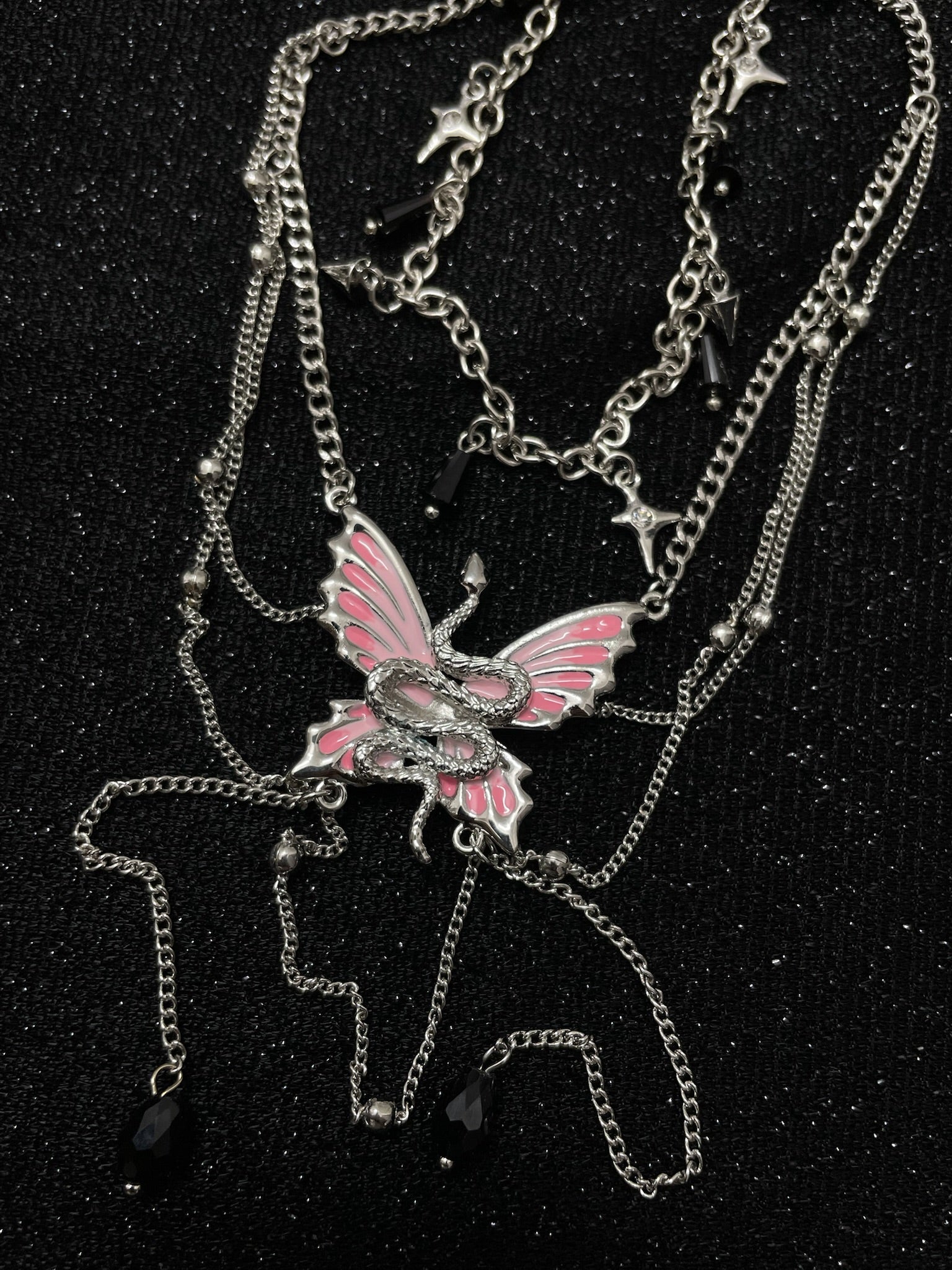 ASLOP TREASURE Pink Butterfly & Snake Necklace – detail photo 10