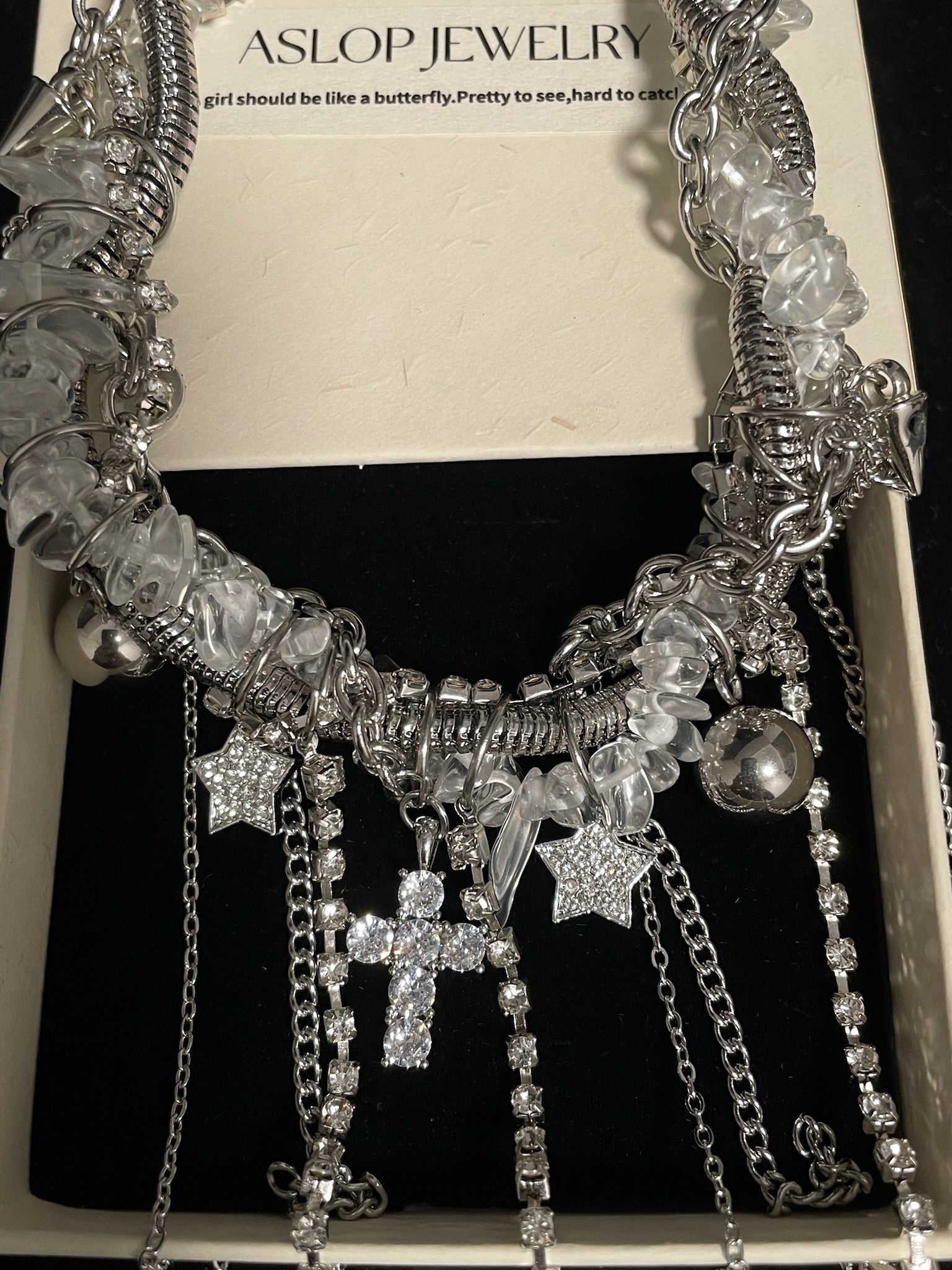 ASLOP TREASURE Star & Cross Charm Tassel Necklace – detail photo 7