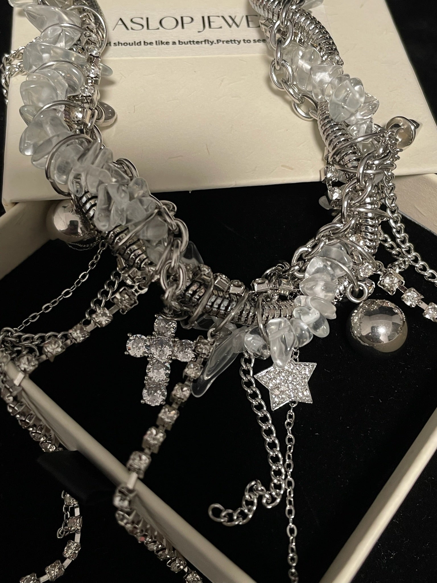 ASLOP TREASURE Star & Cross Charm Tassel Necklace – detail photo 3
