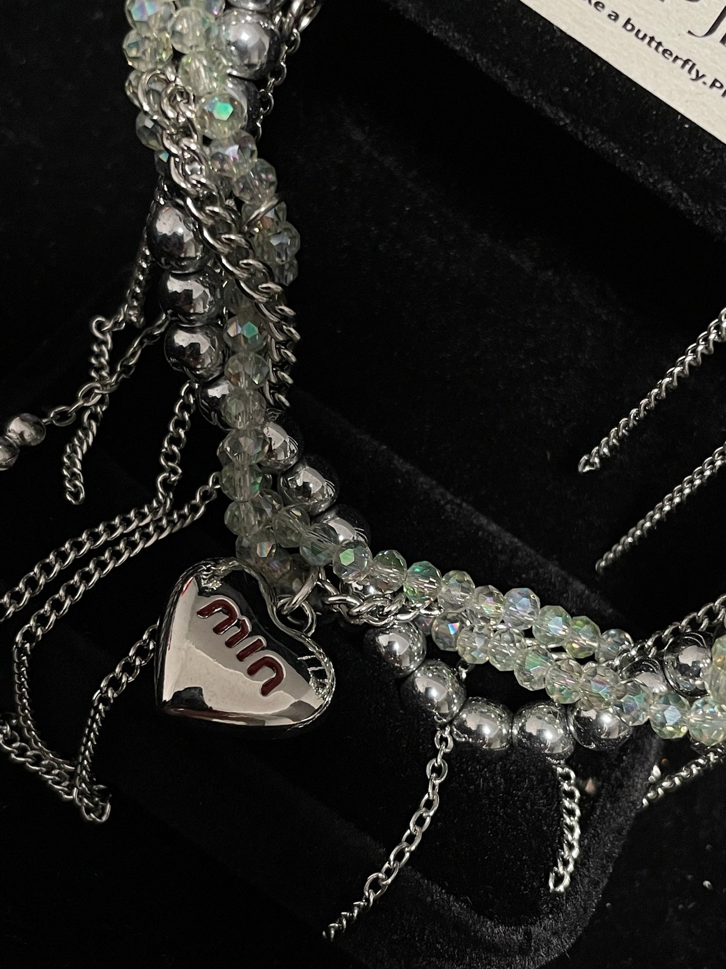 ASLOP TREASURE Crystal Beaded Heart Necklace – detail photo 3