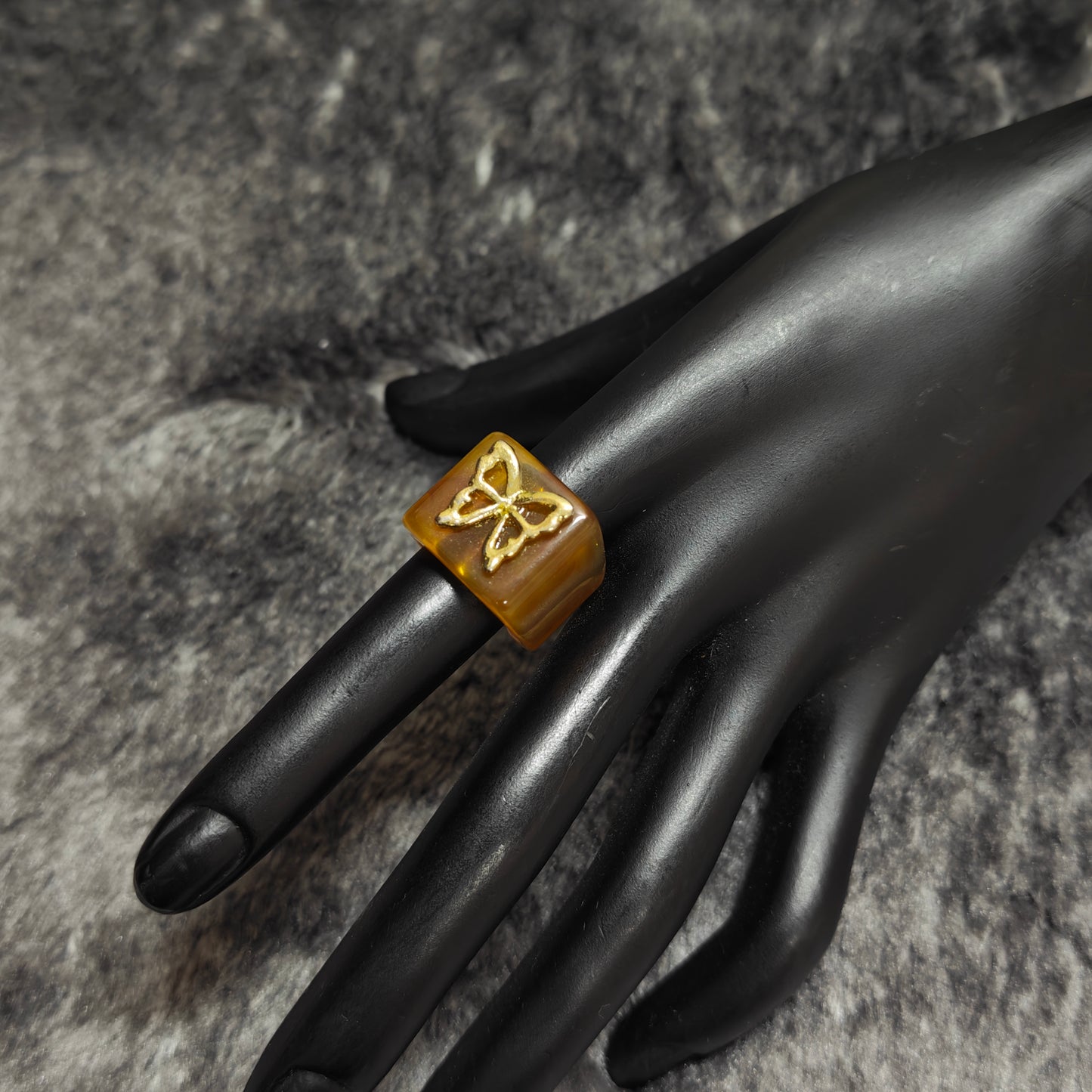 amber butterfly statement ring unique jewelry