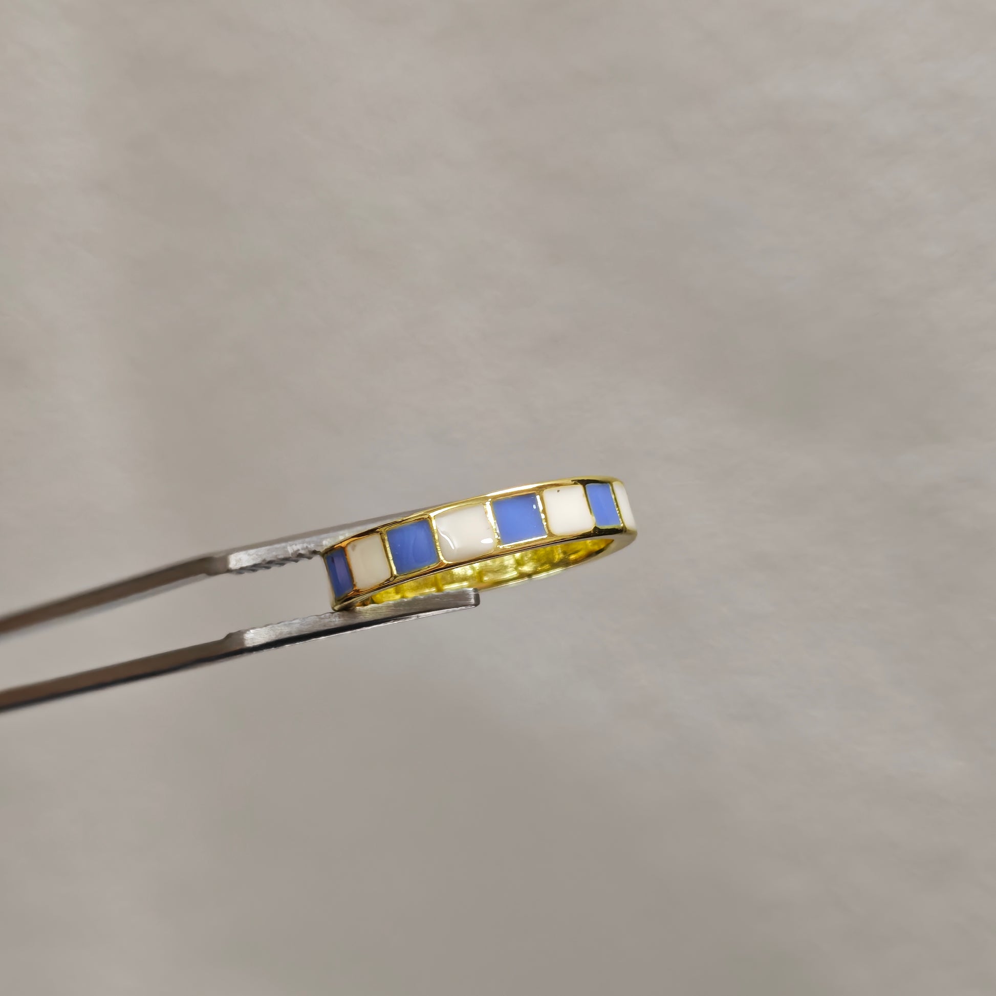 blue checker band ring retro aesthetic