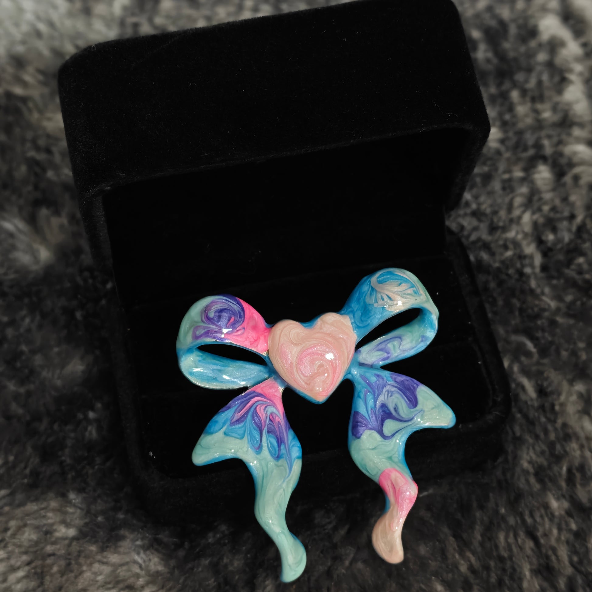 Cute pastel bow statement ring full view