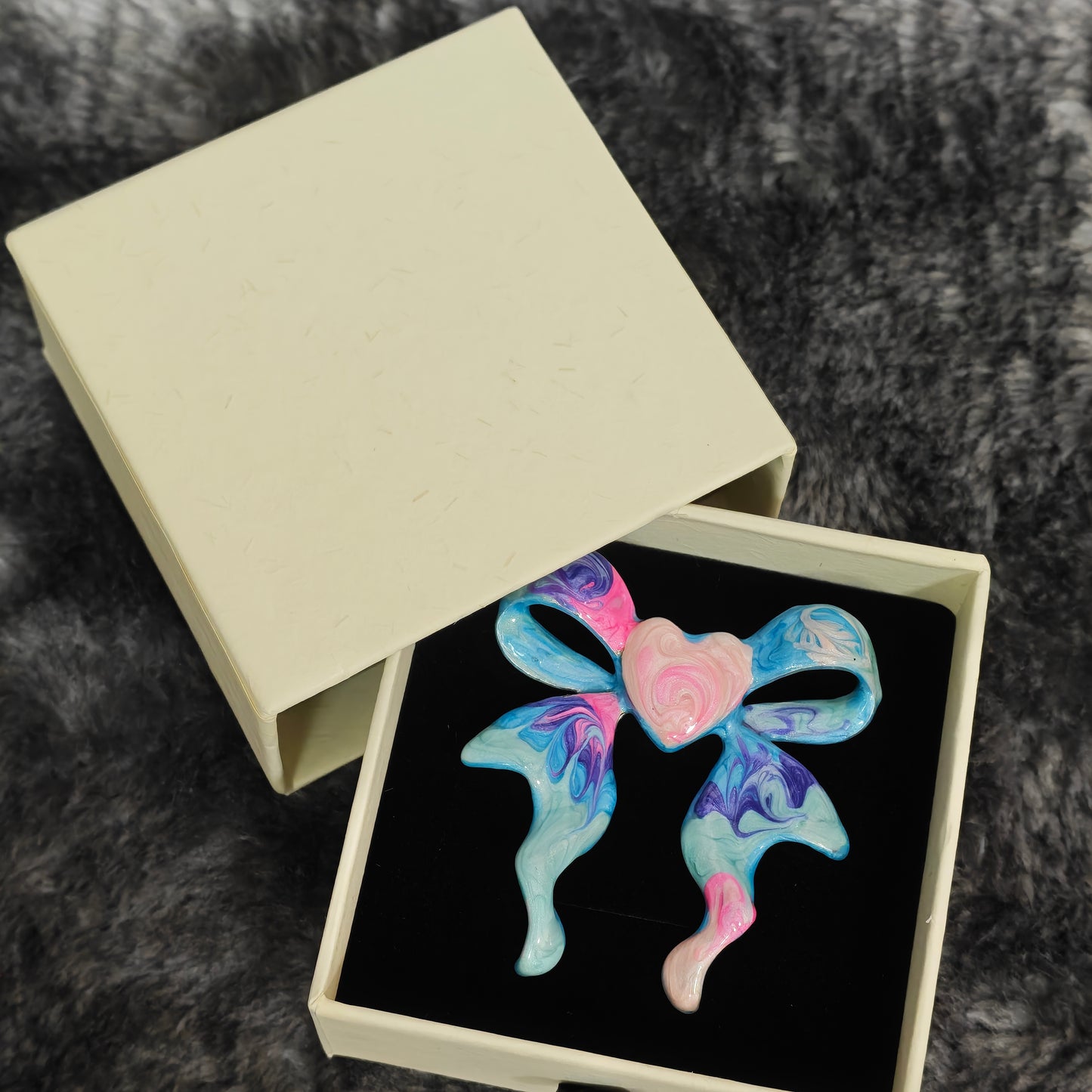 Bow heart ring Y2K kawaii style