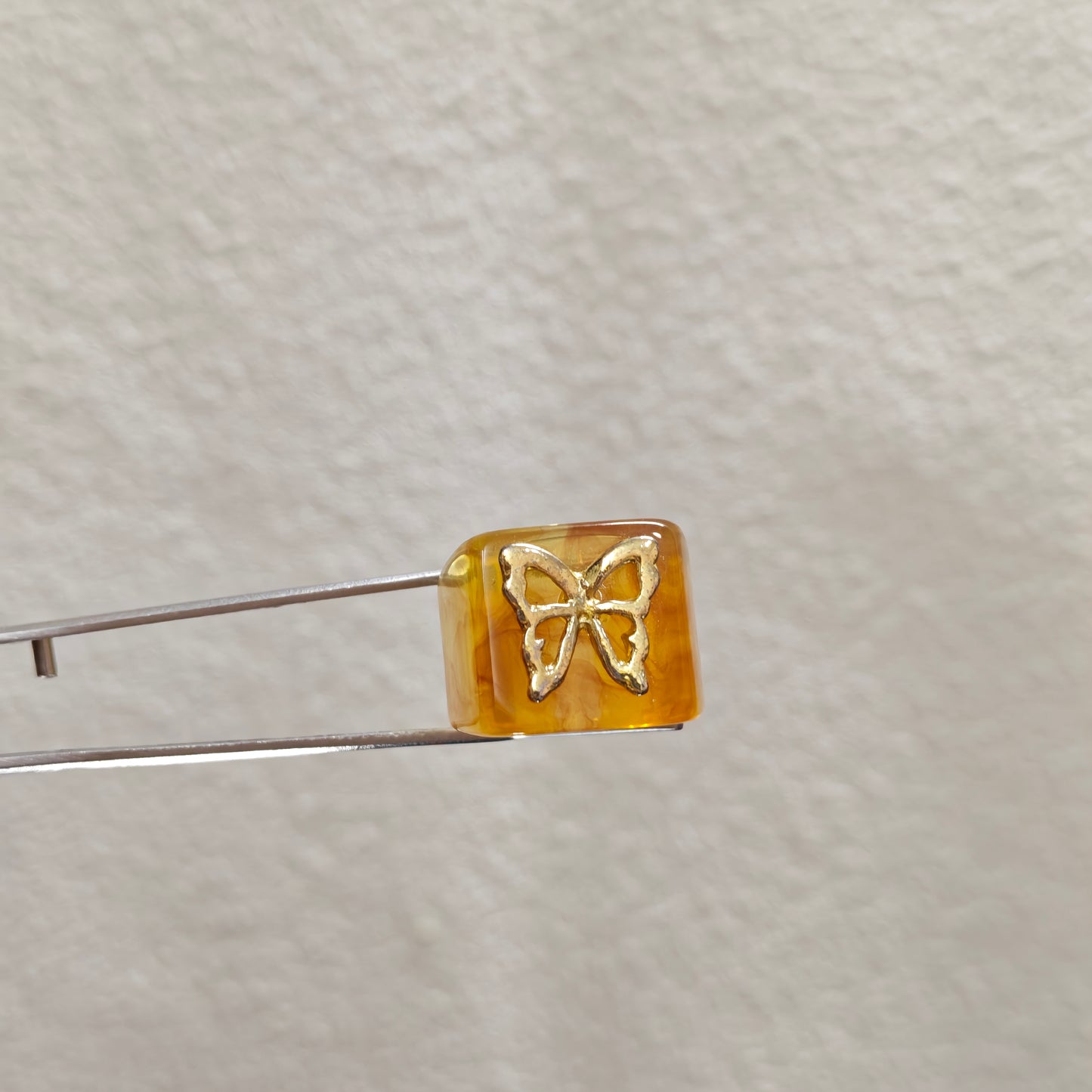 amber butterfly resin ring retro vintage look