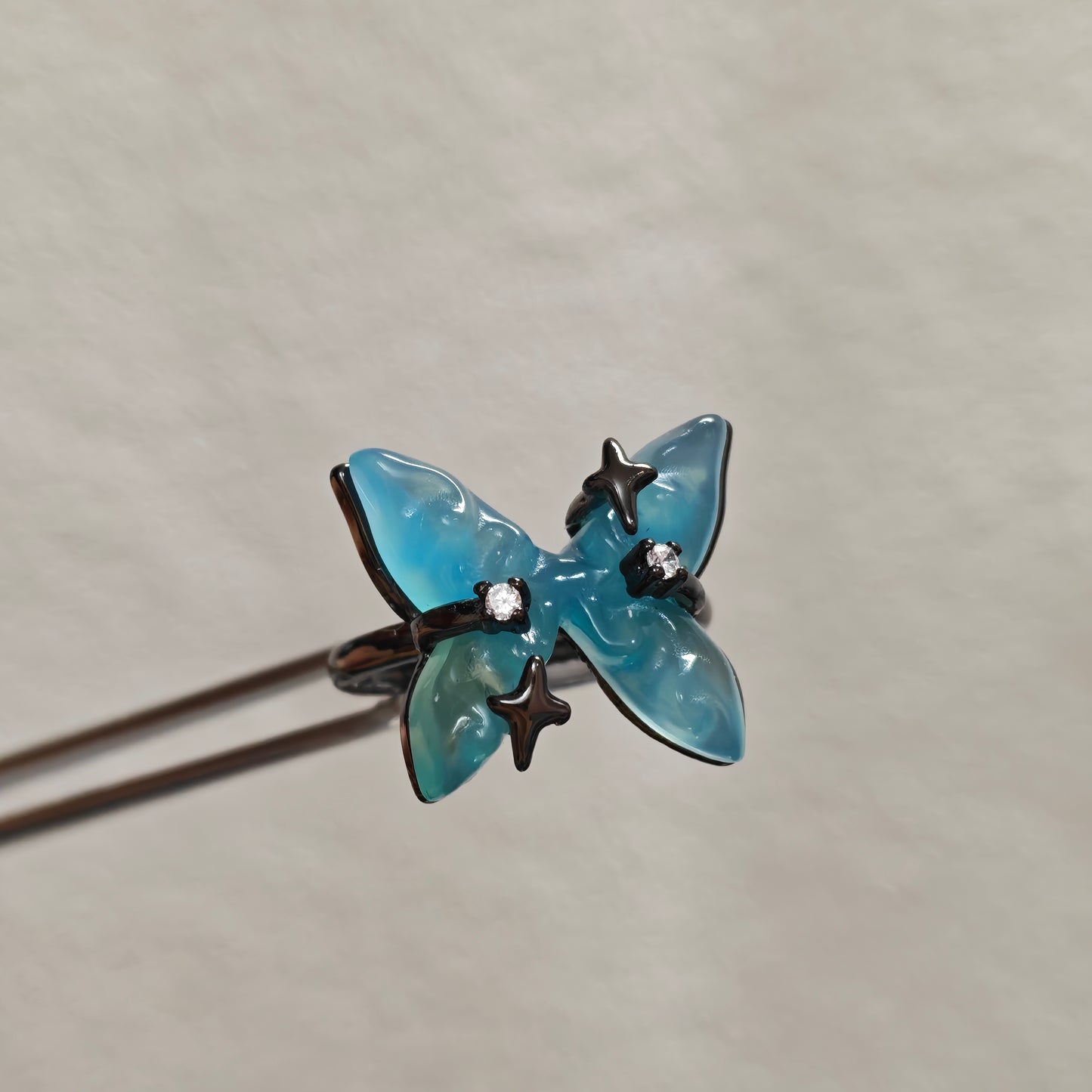 blue butterfly ring whimsigoth jewelry