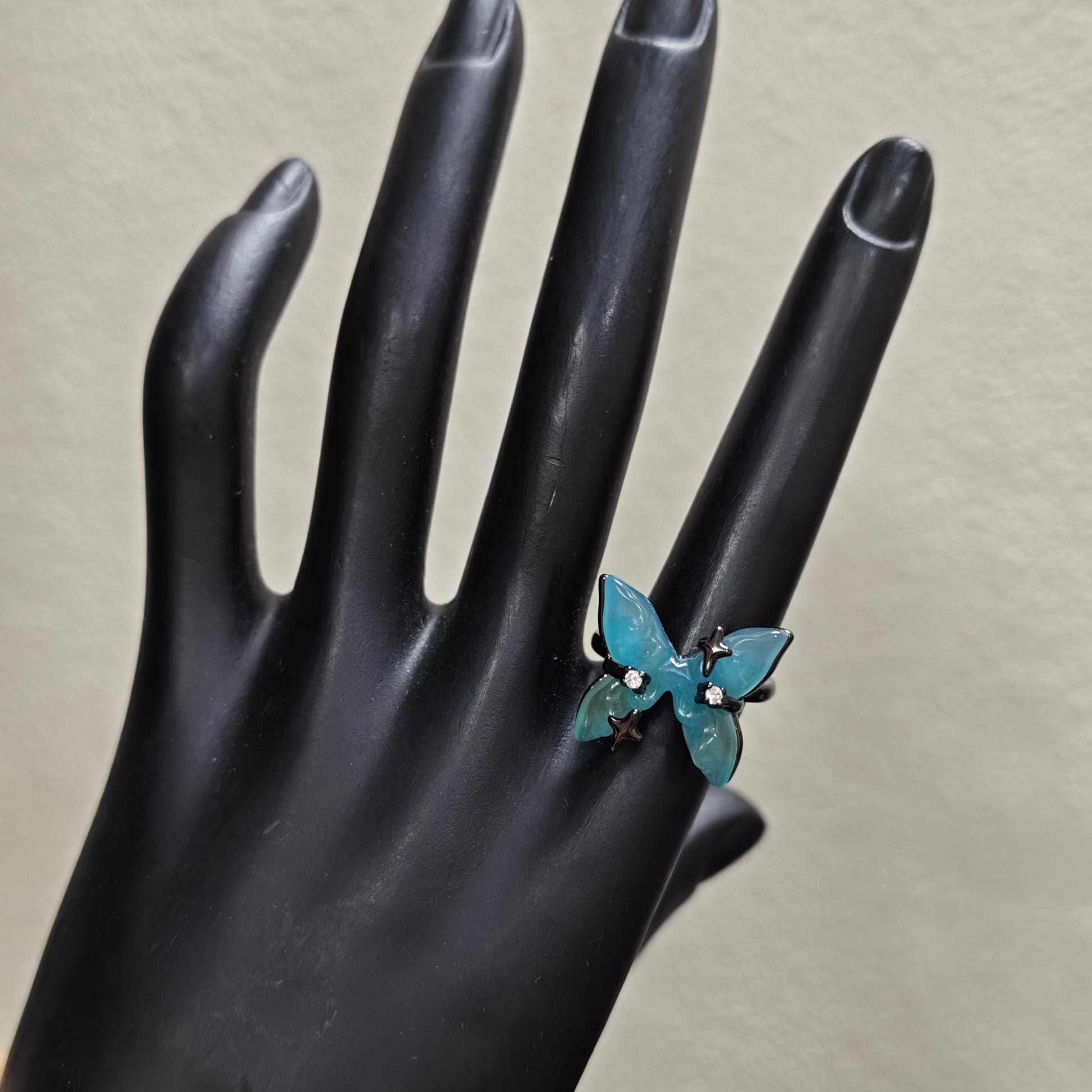 blue butterfly ring y2k adjustable band
