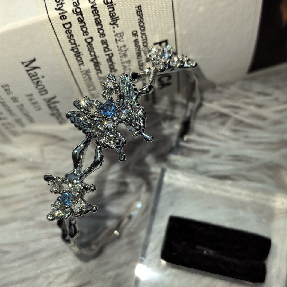othic butterfly bracelet silver