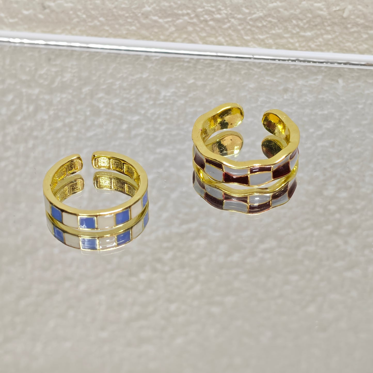 checker band ring y2k funky style jewelry