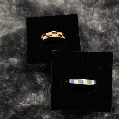 checkered ring duo colorblock aesthetic