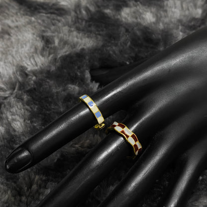 colorblock checker ring retro alternative