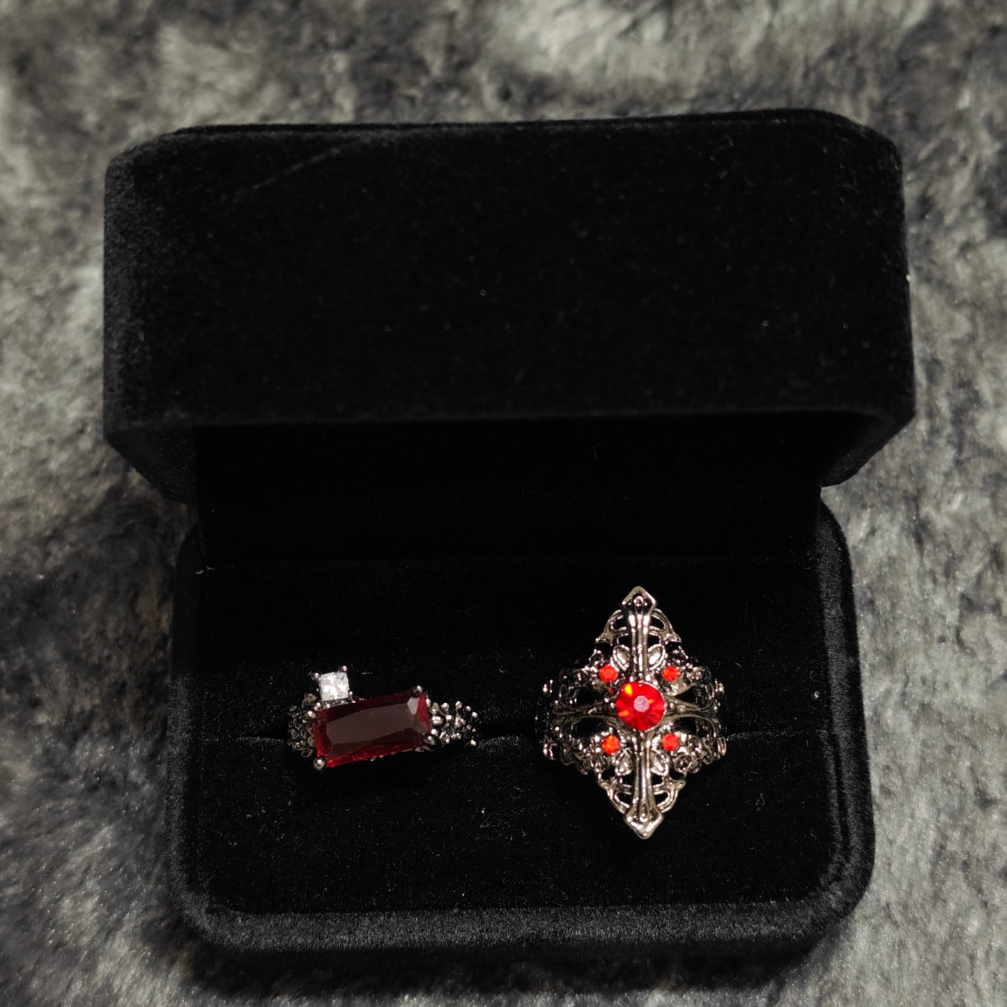 dark red gemstone rings alternative jewelry