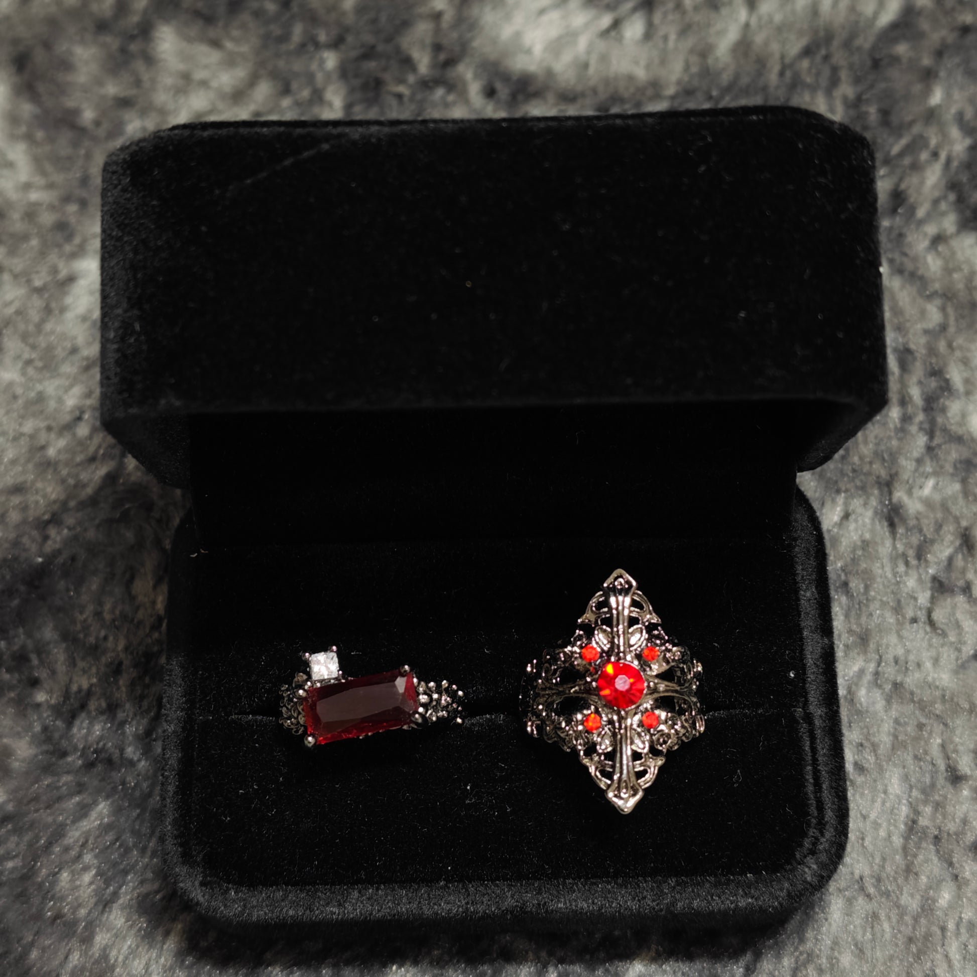 dark red gemstone rings alternative jewelry