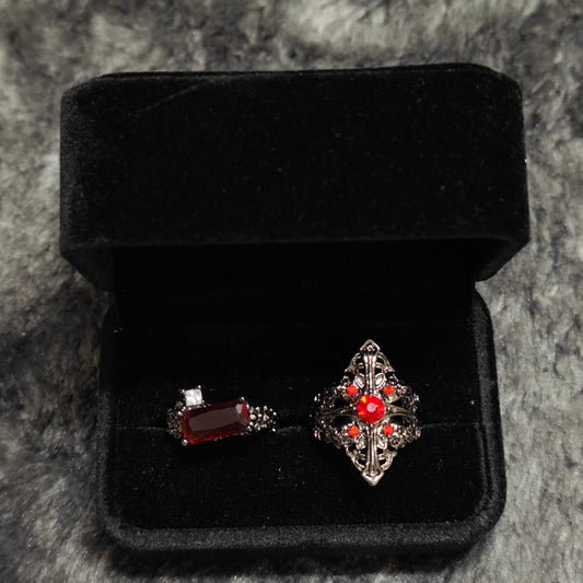 dark red gemstone rings alternative jewelry