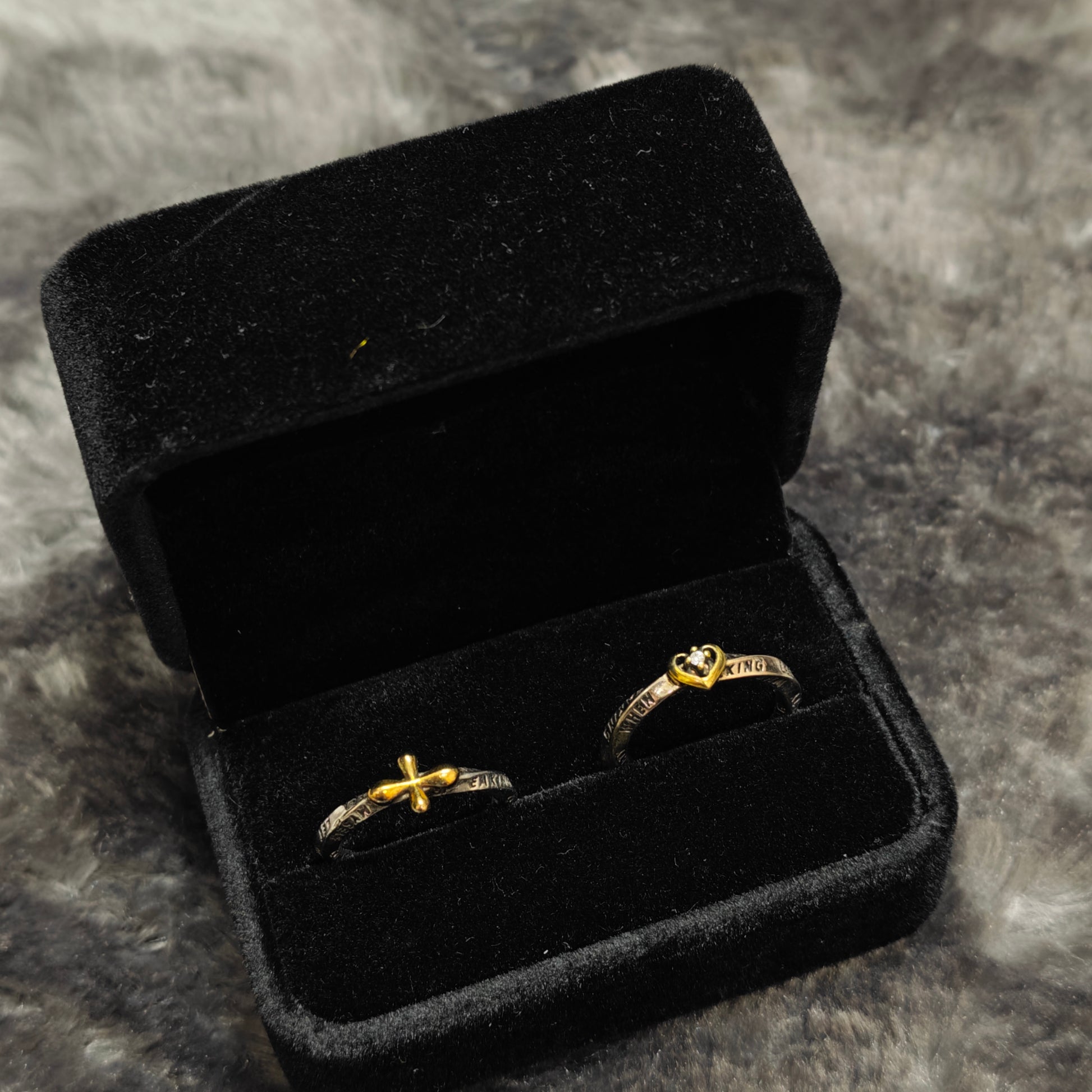 engraved word ring duo gothic dark aesthetic