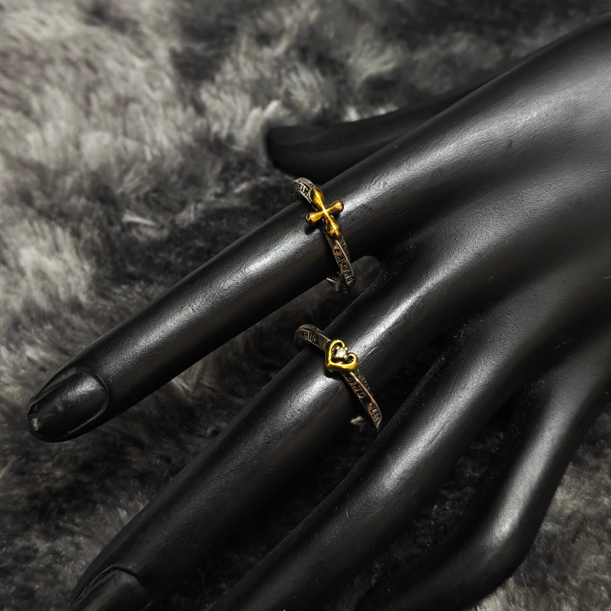 gold accent engraved ring edgy statement style