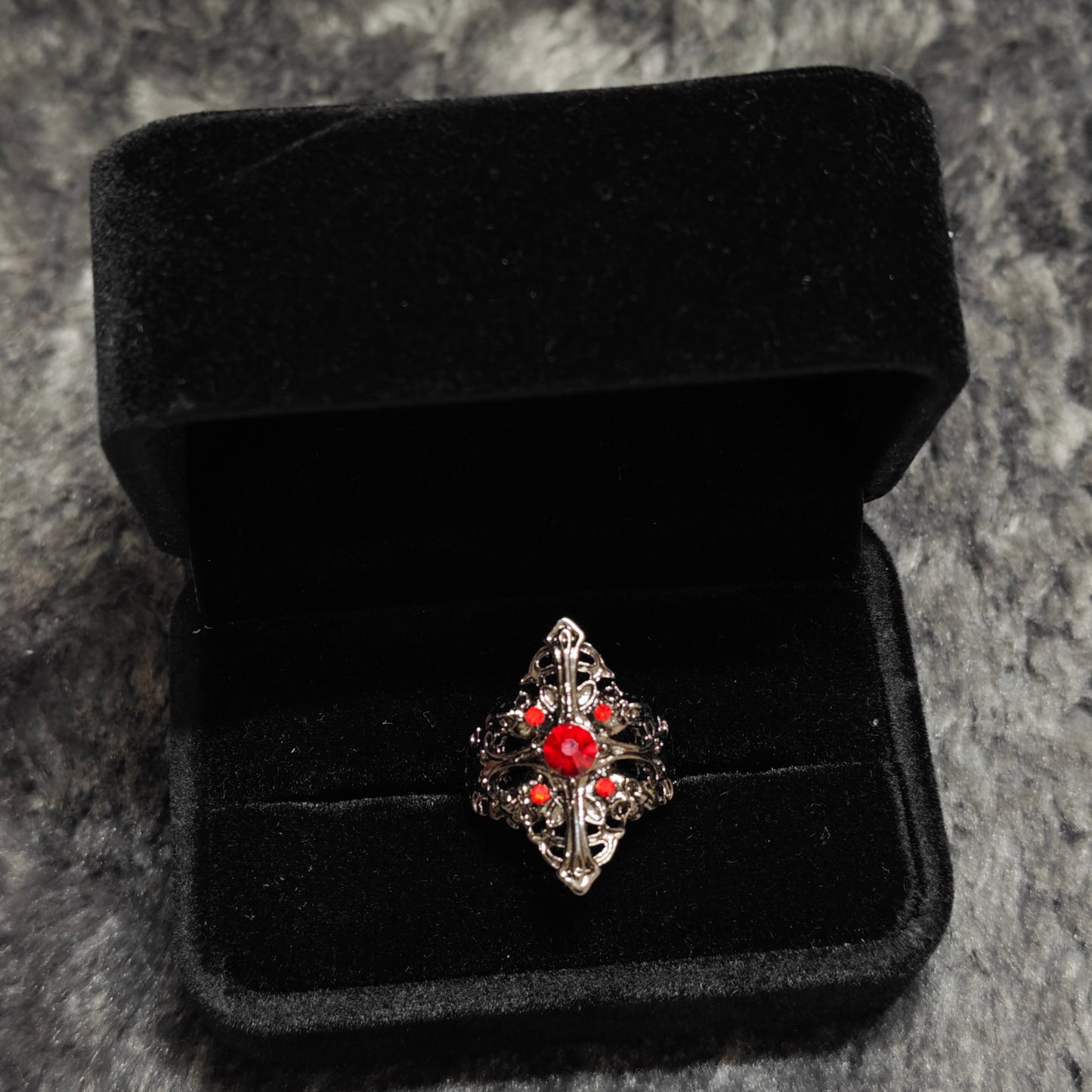 gothic cross ring statement dark aesthetic
