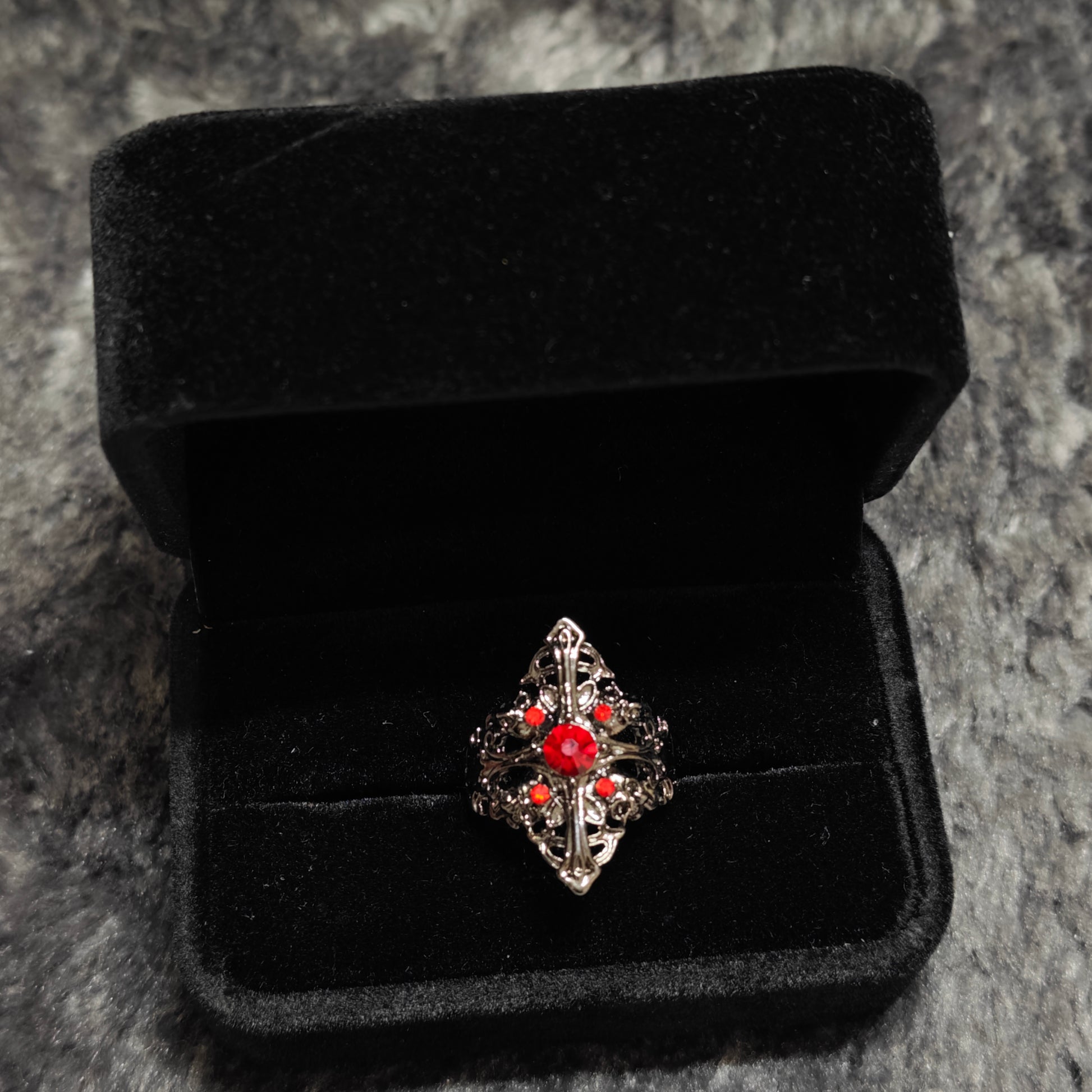 gothic cross ring statement dark aesthetic