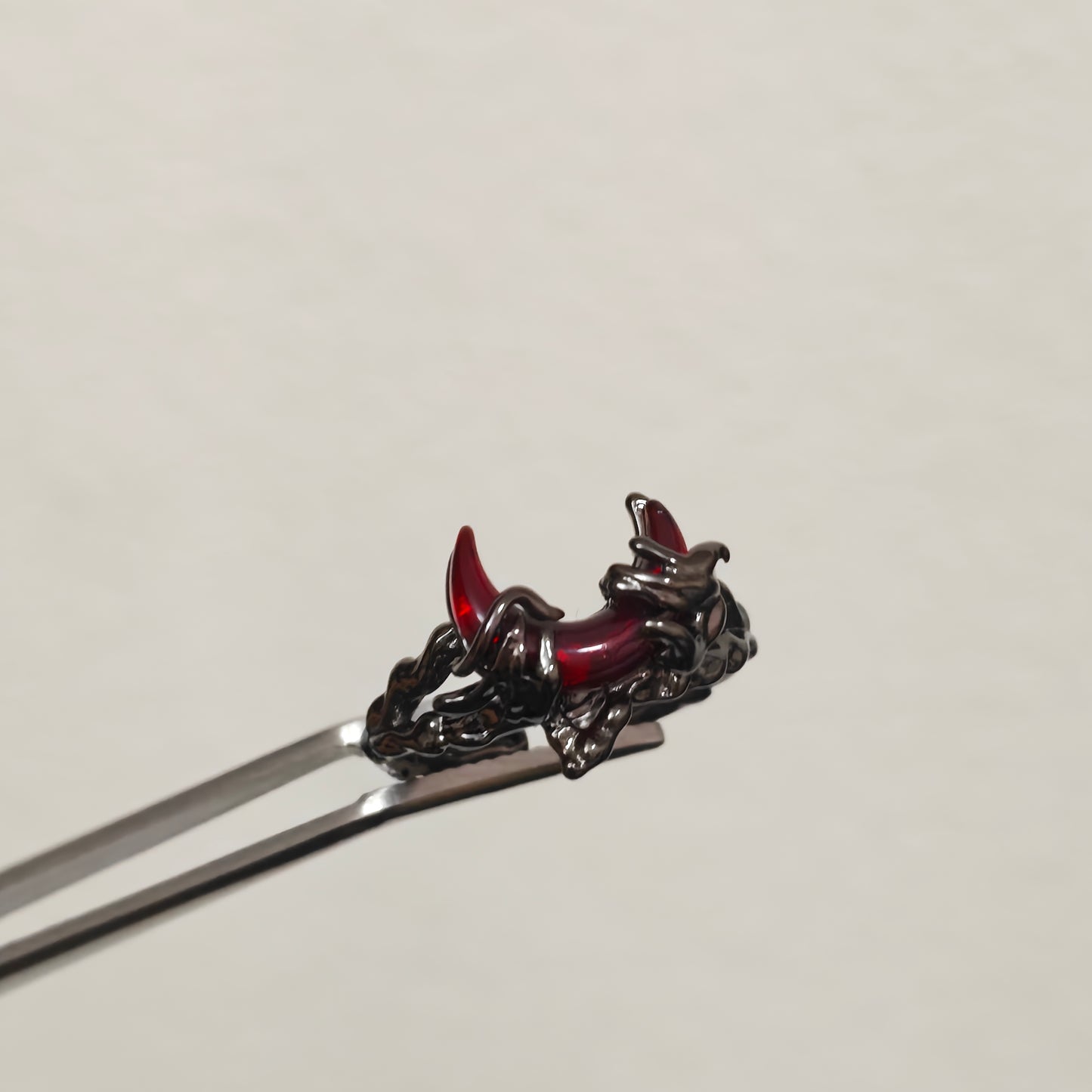 Gothic gunmetal ring with moon detail