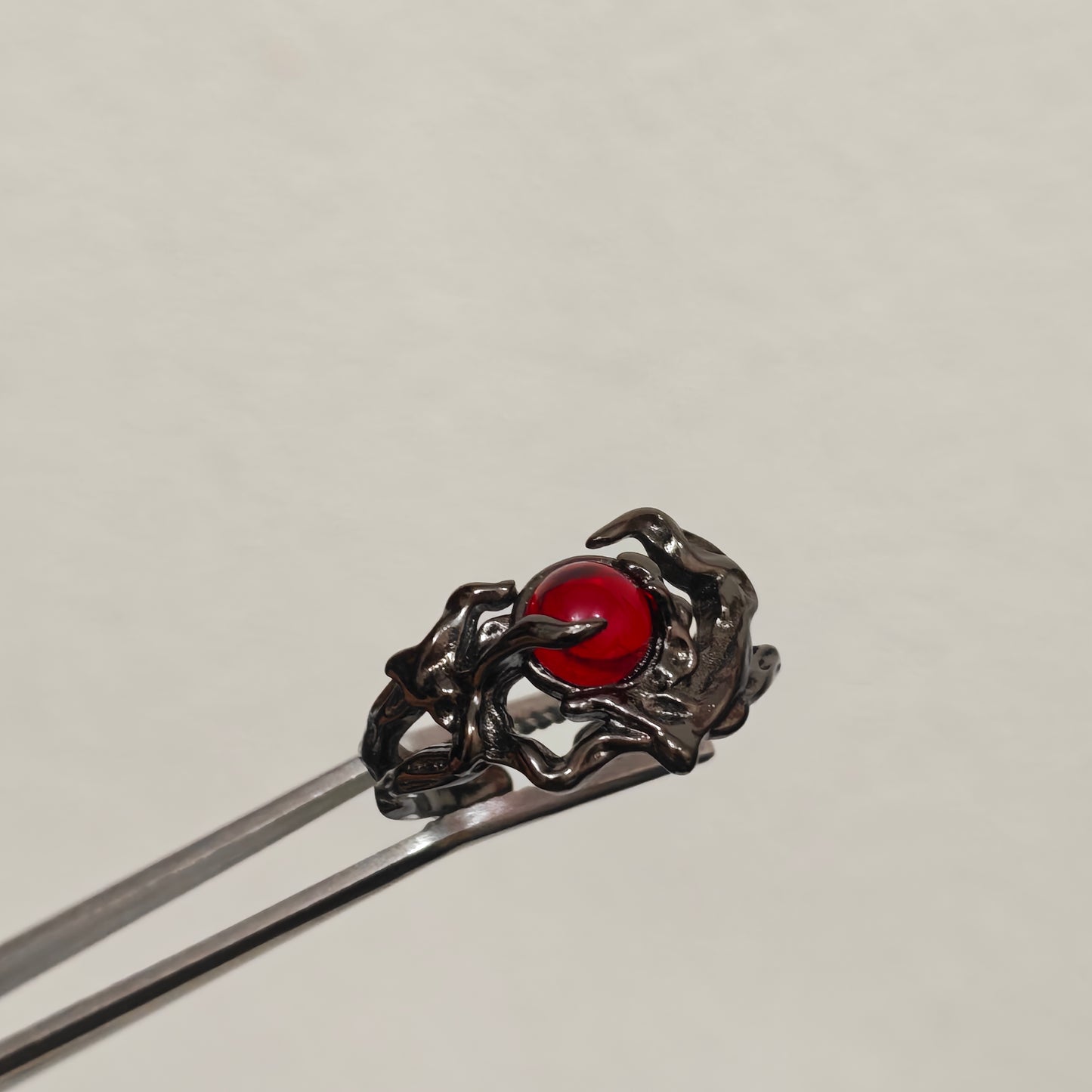 Red stone gothic ring adjustable dark aesthetic