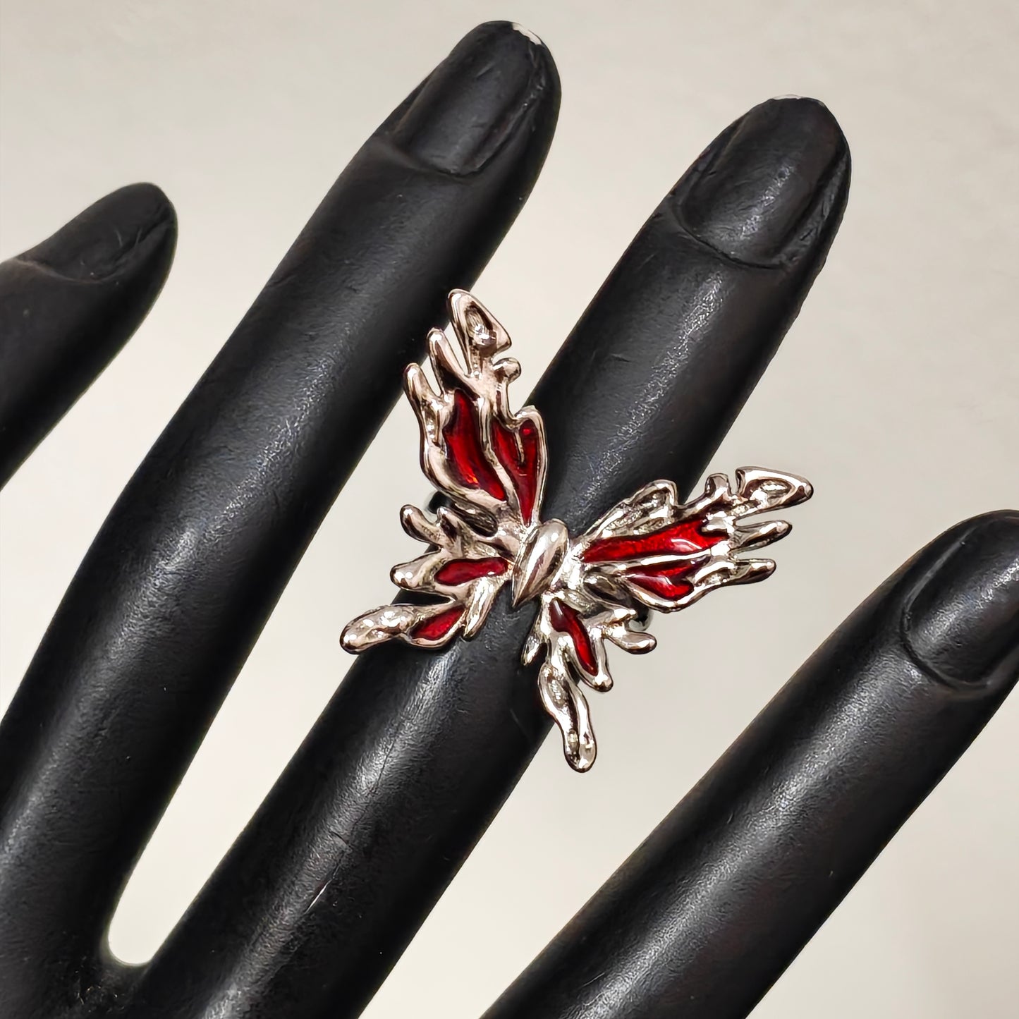 Gothic adjustable butterfly ring dark aesthetic