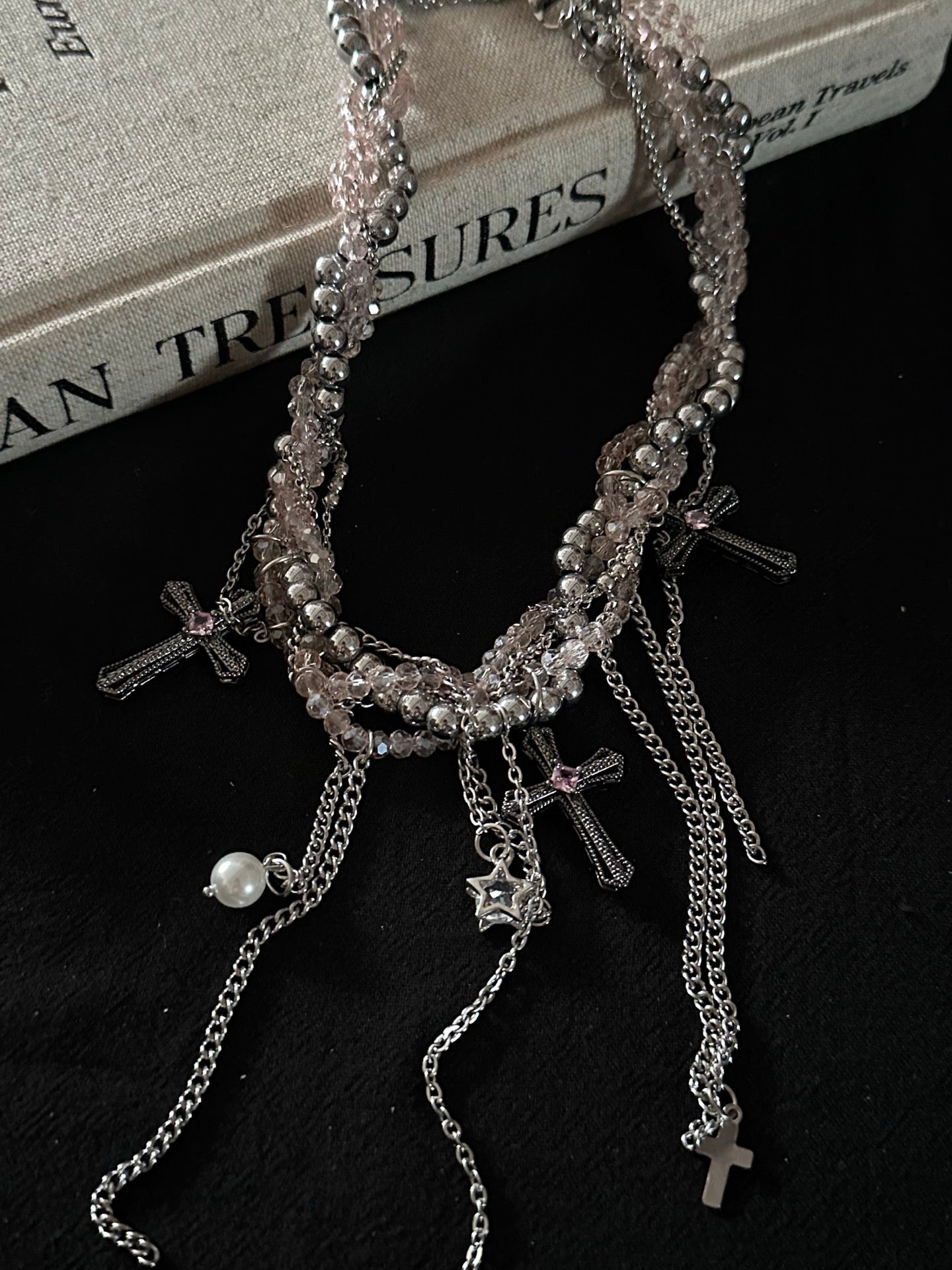 ASLOP TREASURE Rosé Tassel Choker – necklace product photo