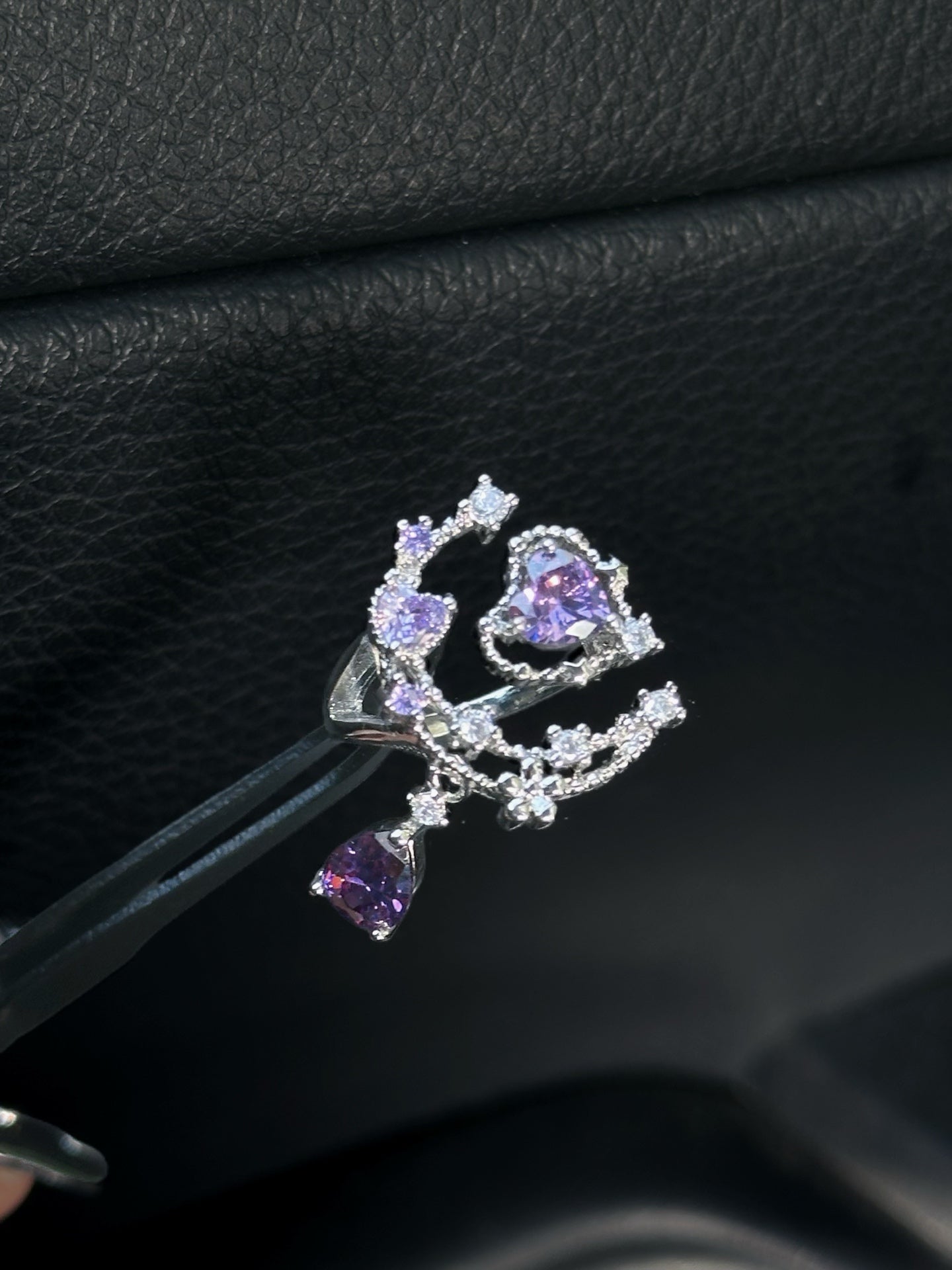 ASLOP TREASURE Purple Moon & Heart Ring – product photo