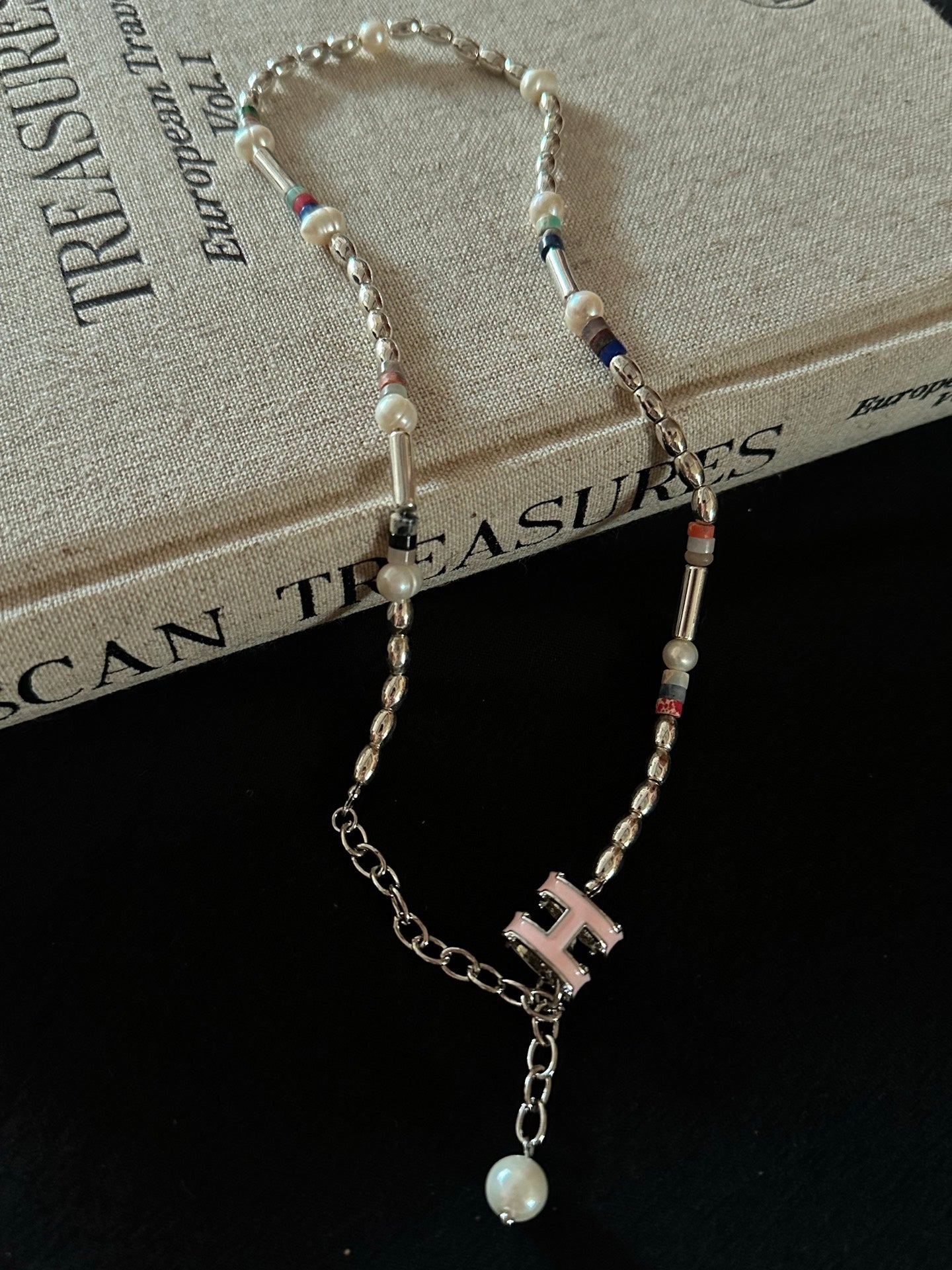 ASLOP TREASURE H Initial Pearl Necklace – necklace product photo