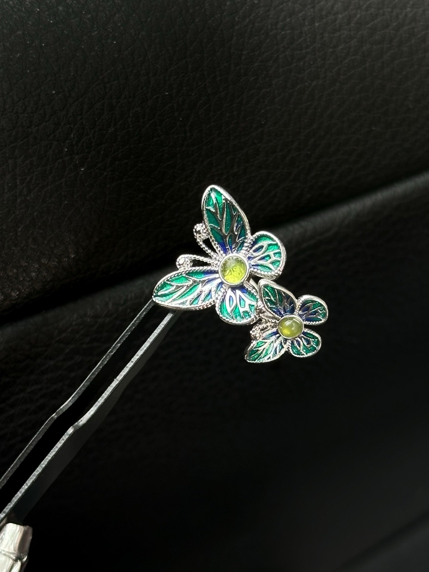 ASLOP TREASURE Vintage Enamel Butterfly Flower Ring – product photo