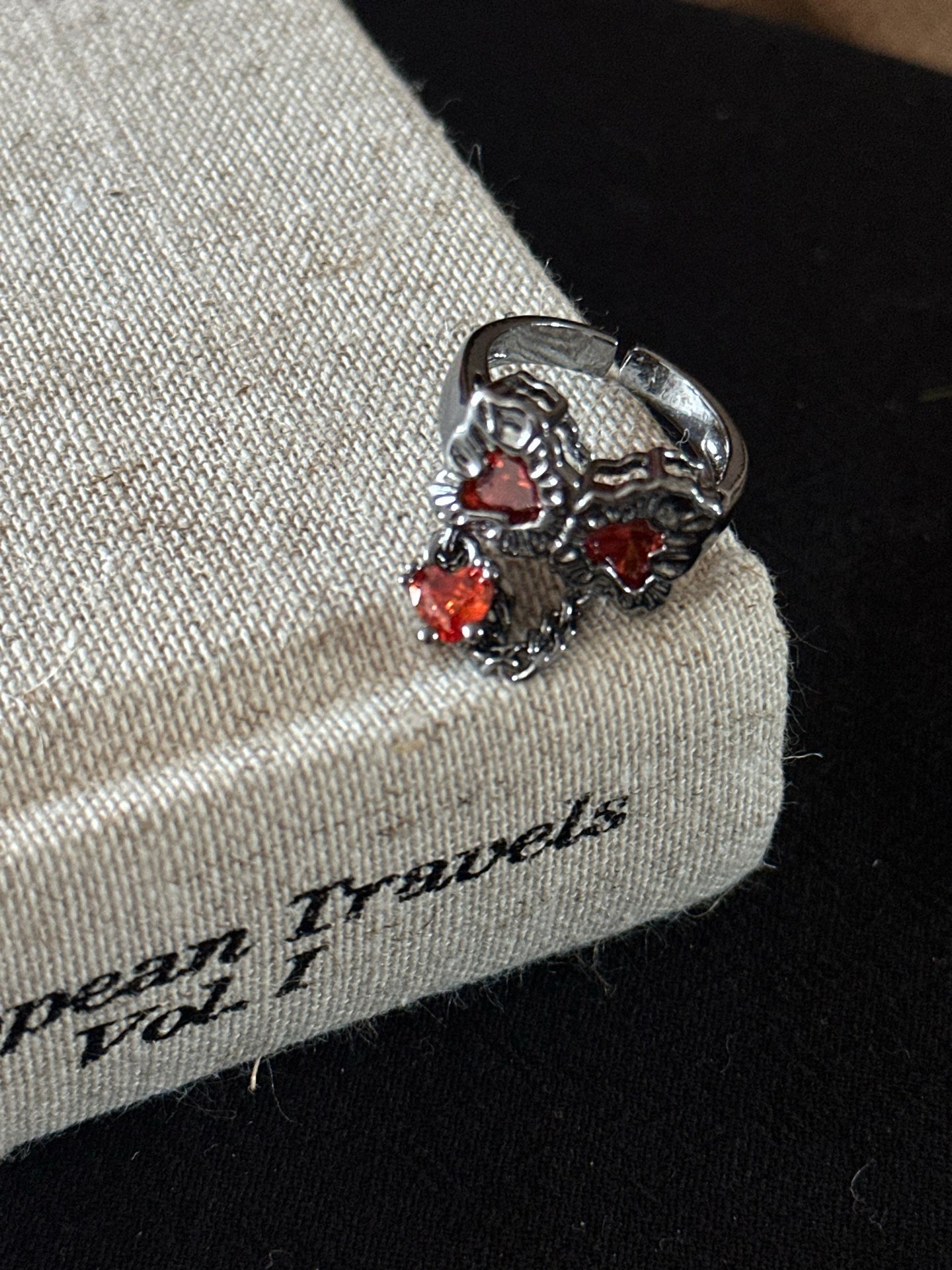 ASLOP TREASURE Red Butterfly Charm Ring – ring product photo