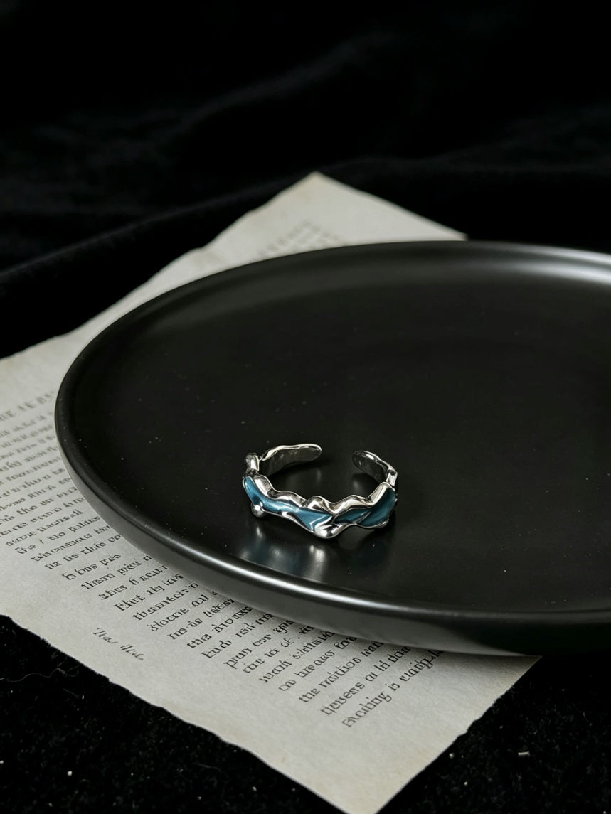 ASLOP TREASURE Blue Wave Enamel Ring – product photo