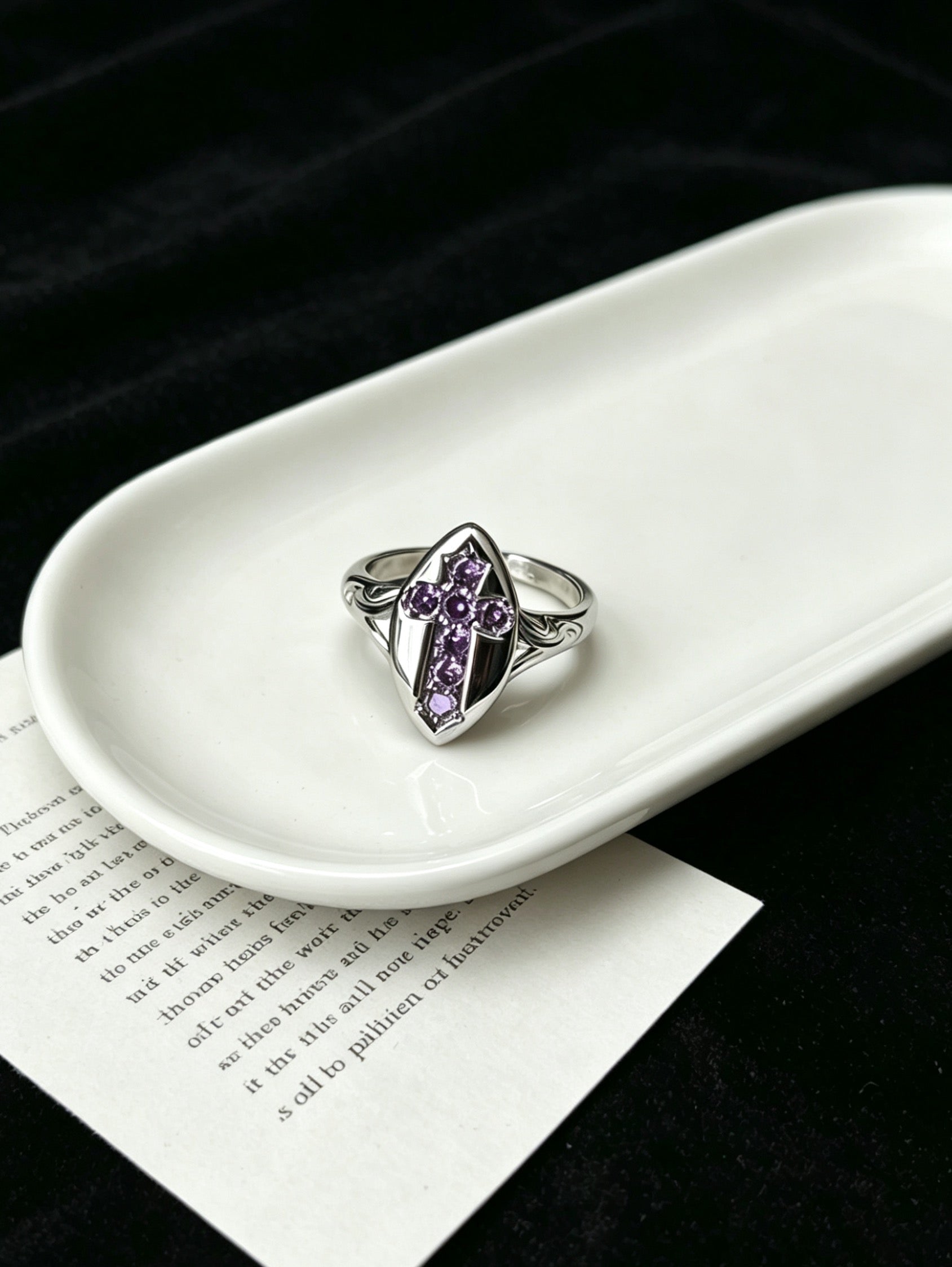 ASLOP TREASURE Amethyst Cross Ring – ring product photo