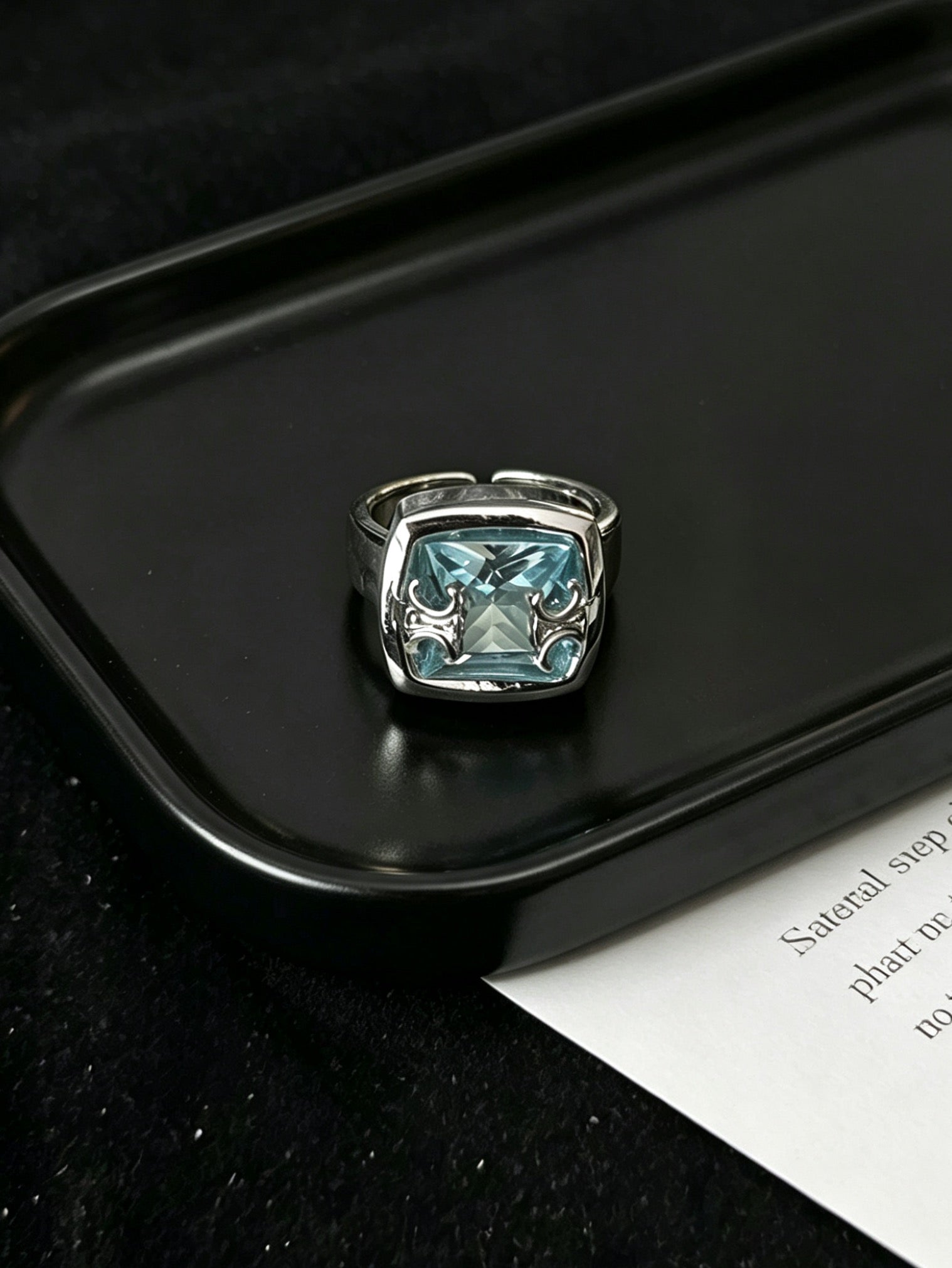 ASLOP TREASURE Aqua Cushion-Cut Gothic Ring – product photo