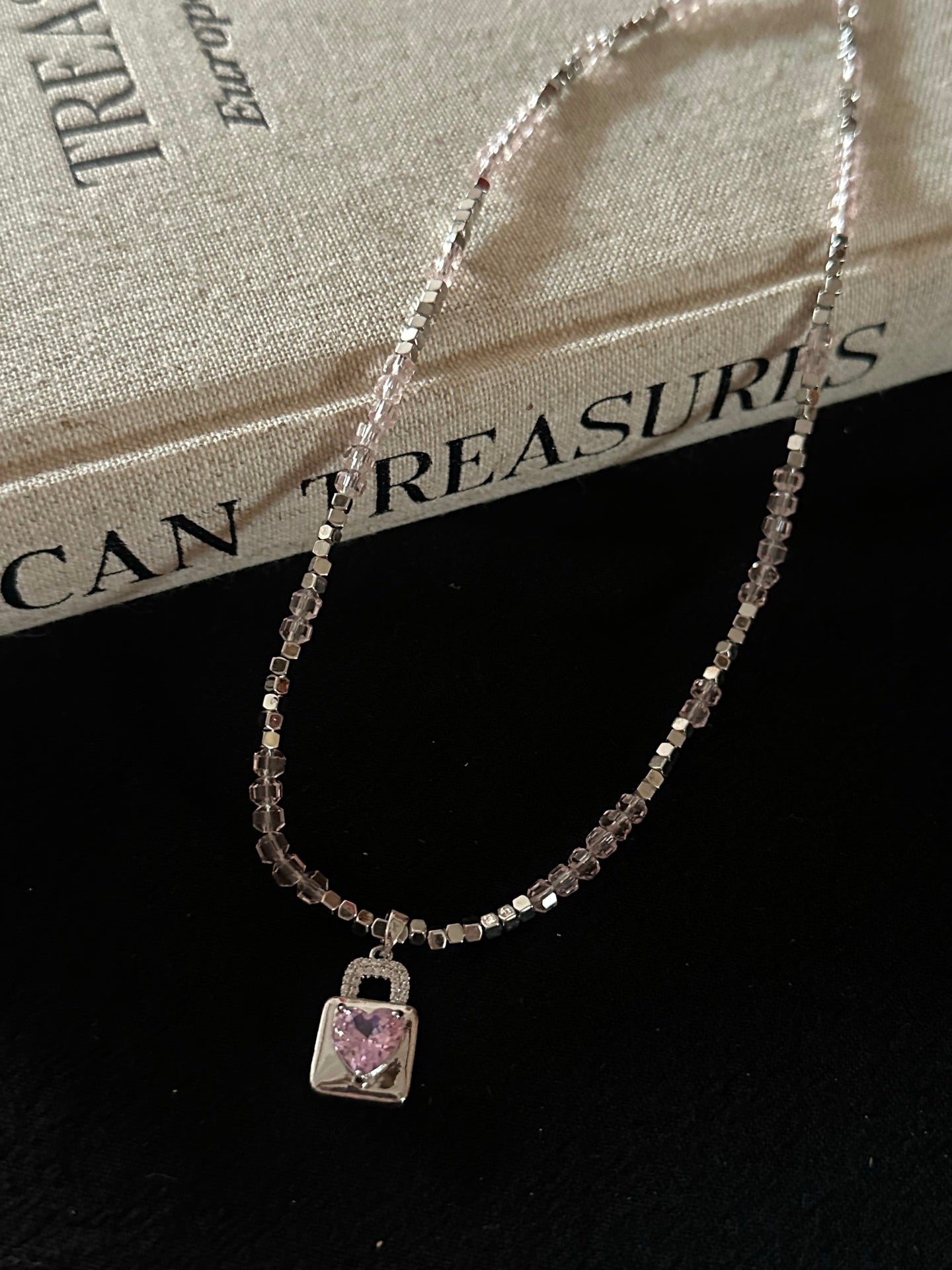ASLOP TREASURE Pink Beaded Stone Necklace – additional necklace product photo
