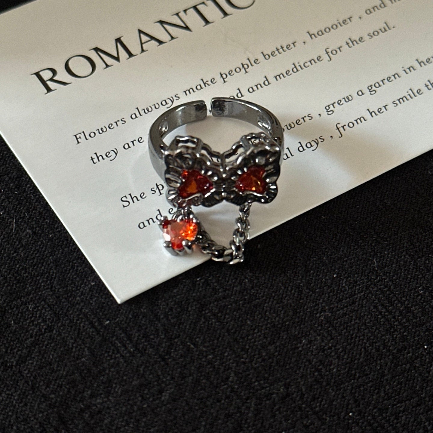ASLOP TREASURE Red Butterfly Charm Ring – additional ring product photo