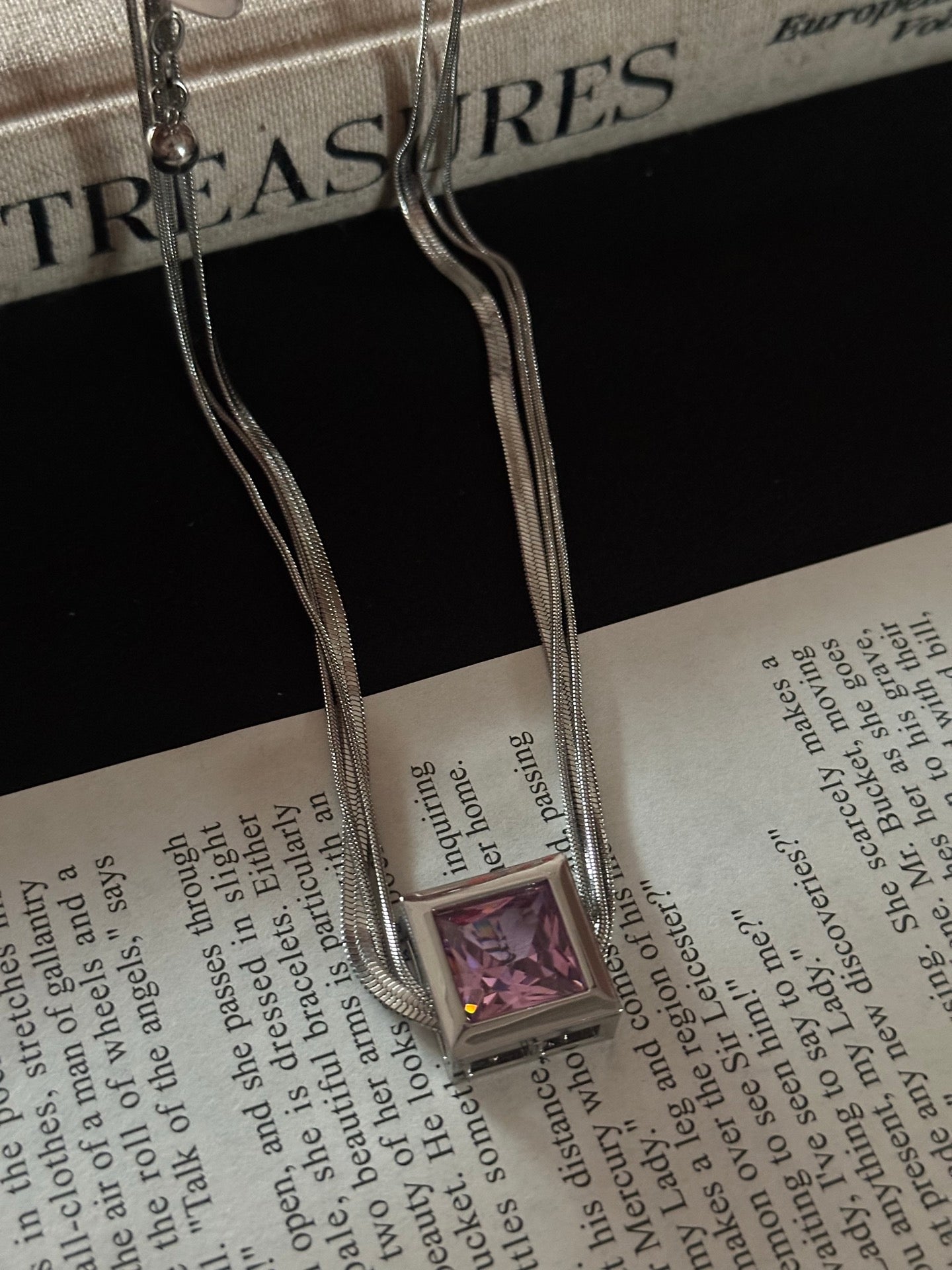 ASLOP TREASURE Pink Sugar Cube Layered Necklace – additional necklace product photo