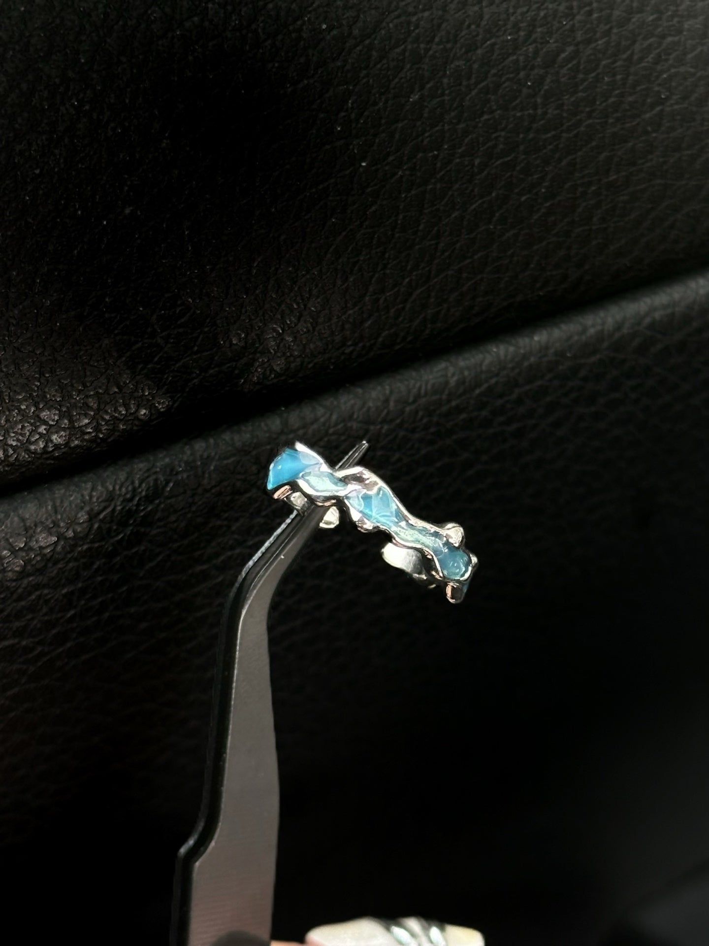 ASLOP TREASURE Blue Wave Enamel Ring – detail photo 2