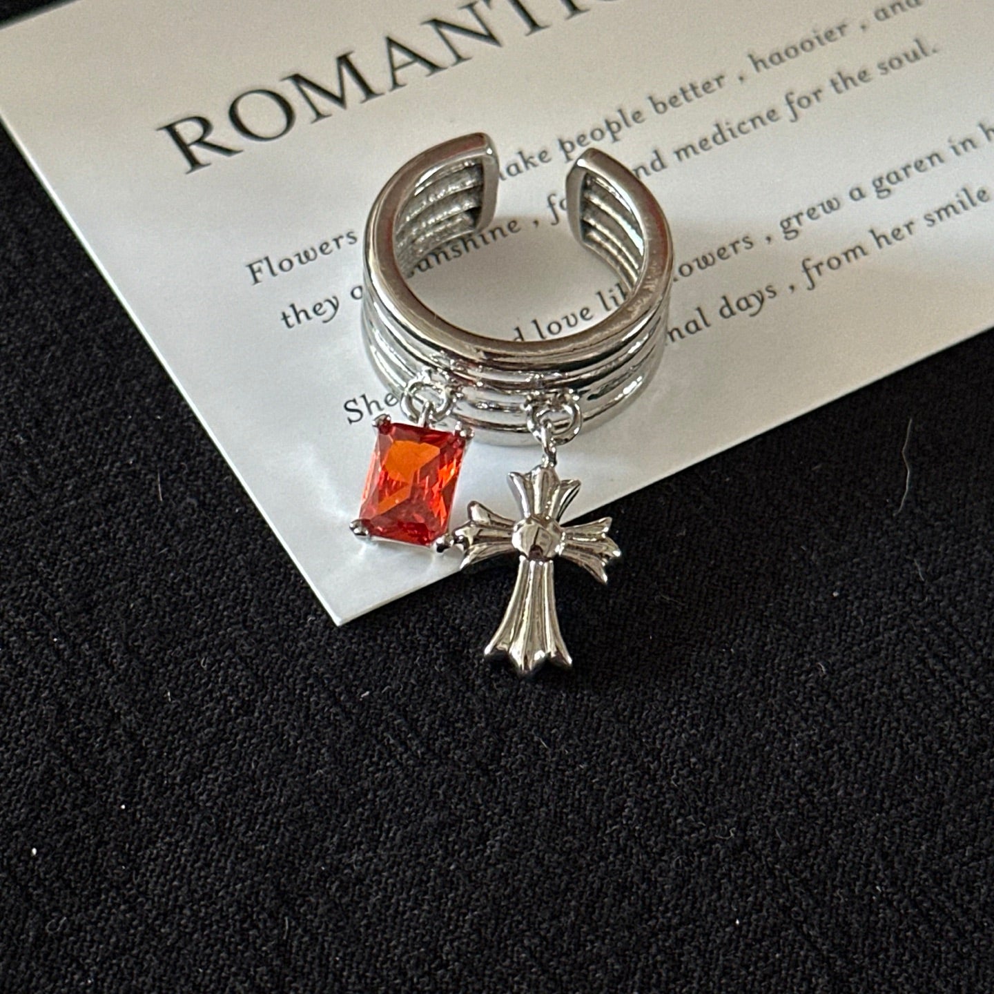 ASLOP TREASURE Cross Charm Cuff Ring – additional ring product photo
