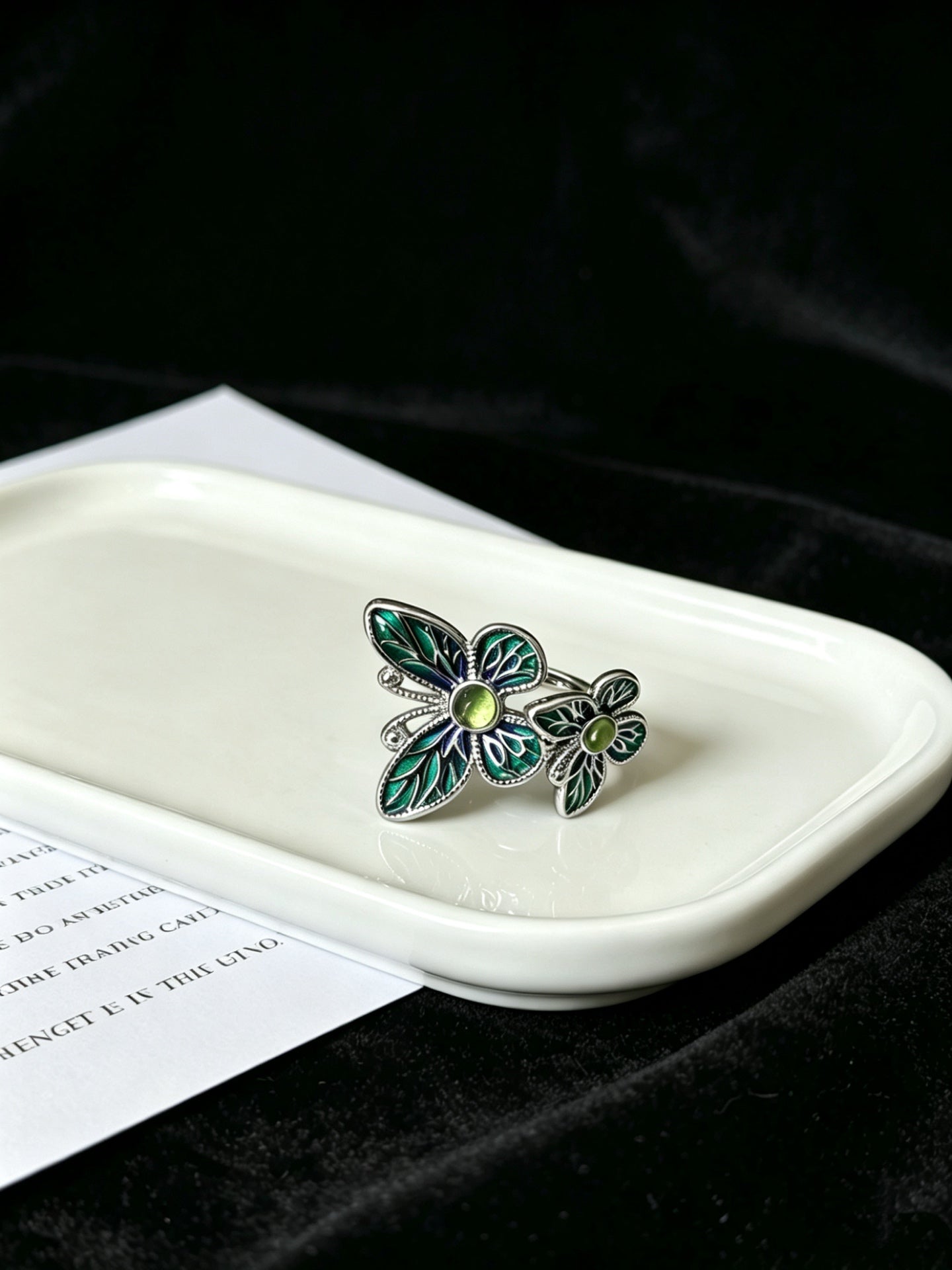 ASLOP TREASURE Vintage Enamel Butterfly Flower Ring – detail photo 3