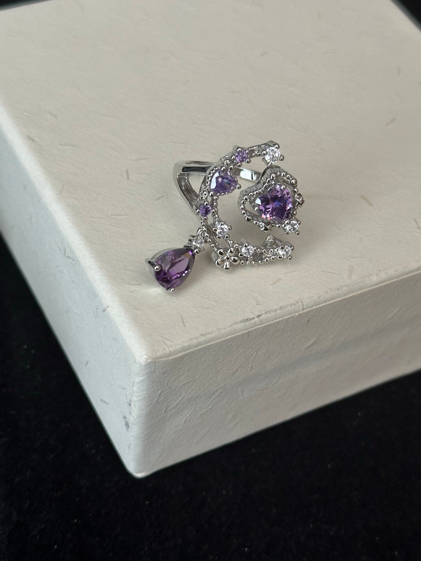 ASLOP TREASURE Purple Moon & Heart Ring – detail photo 4