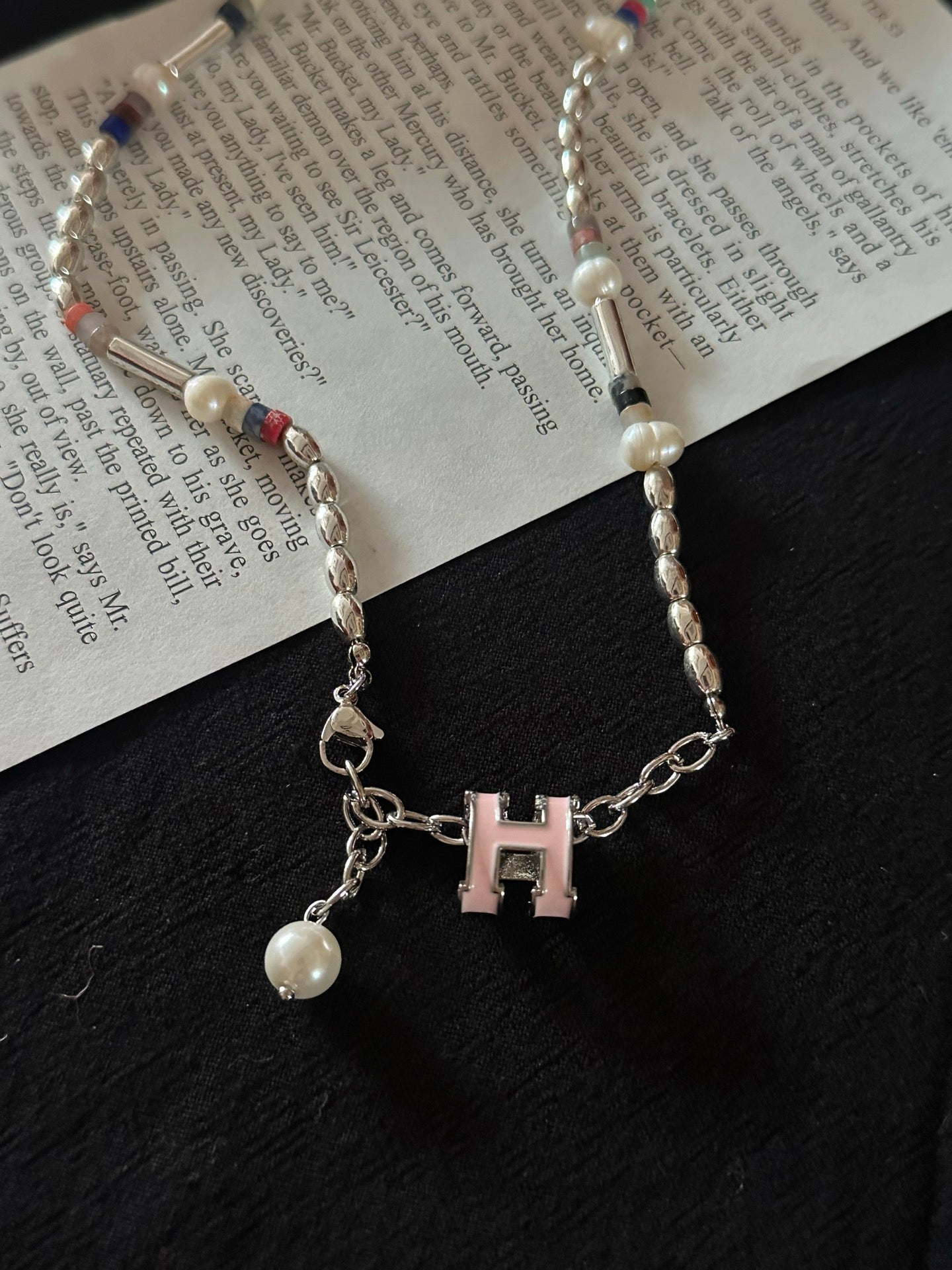 ASLOP TREASURE H Initial Pearl Necklace – additional necklace product photo