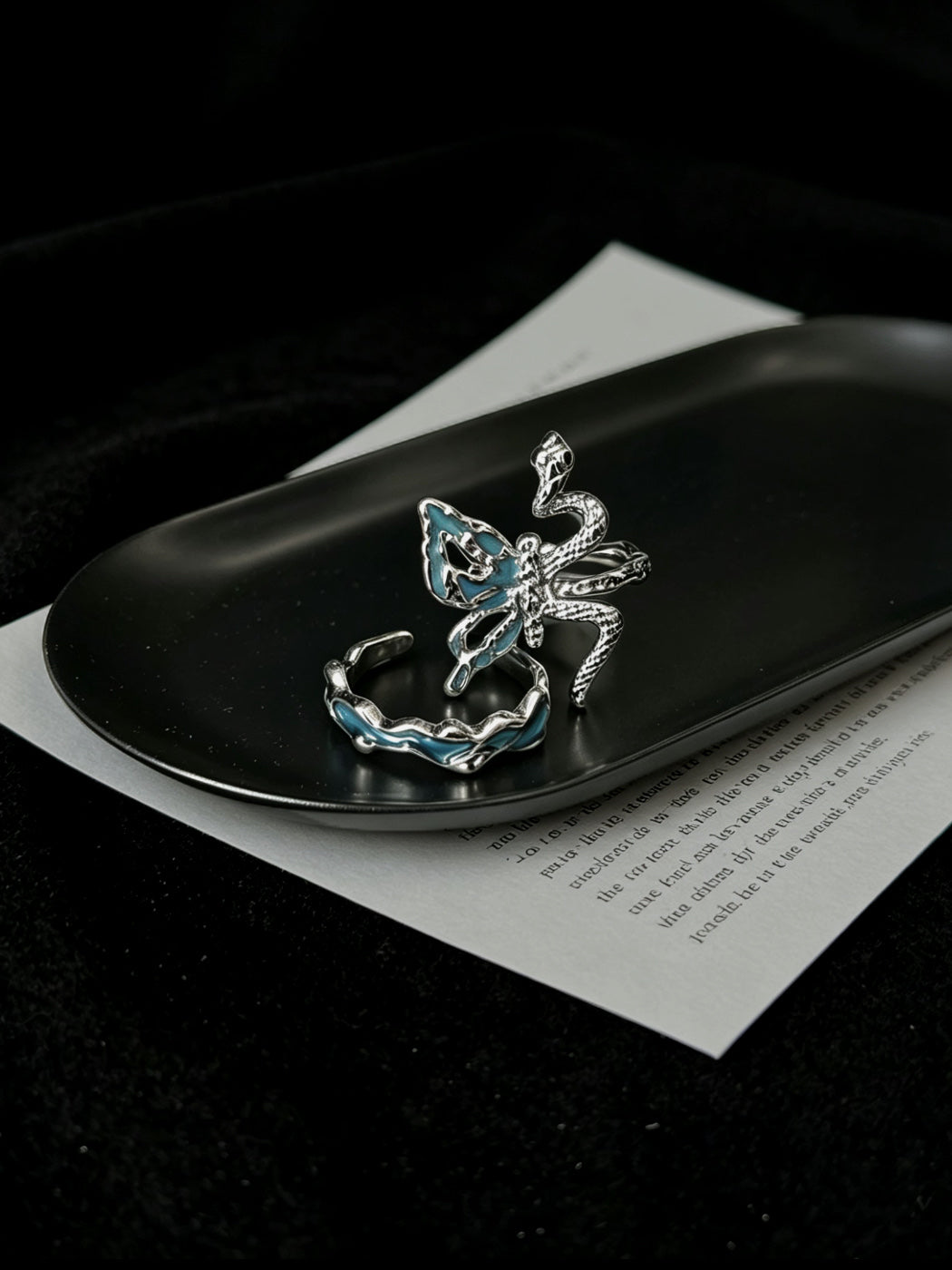 ASLOP TREASURE Blue Wave Enamel Ring – detail photo 4