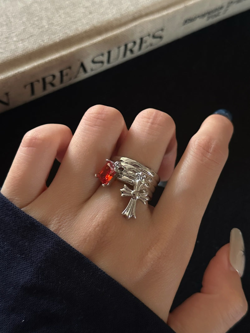 ASLOP TREASURE Cross Charm Cuff Ring – additional ring product photo